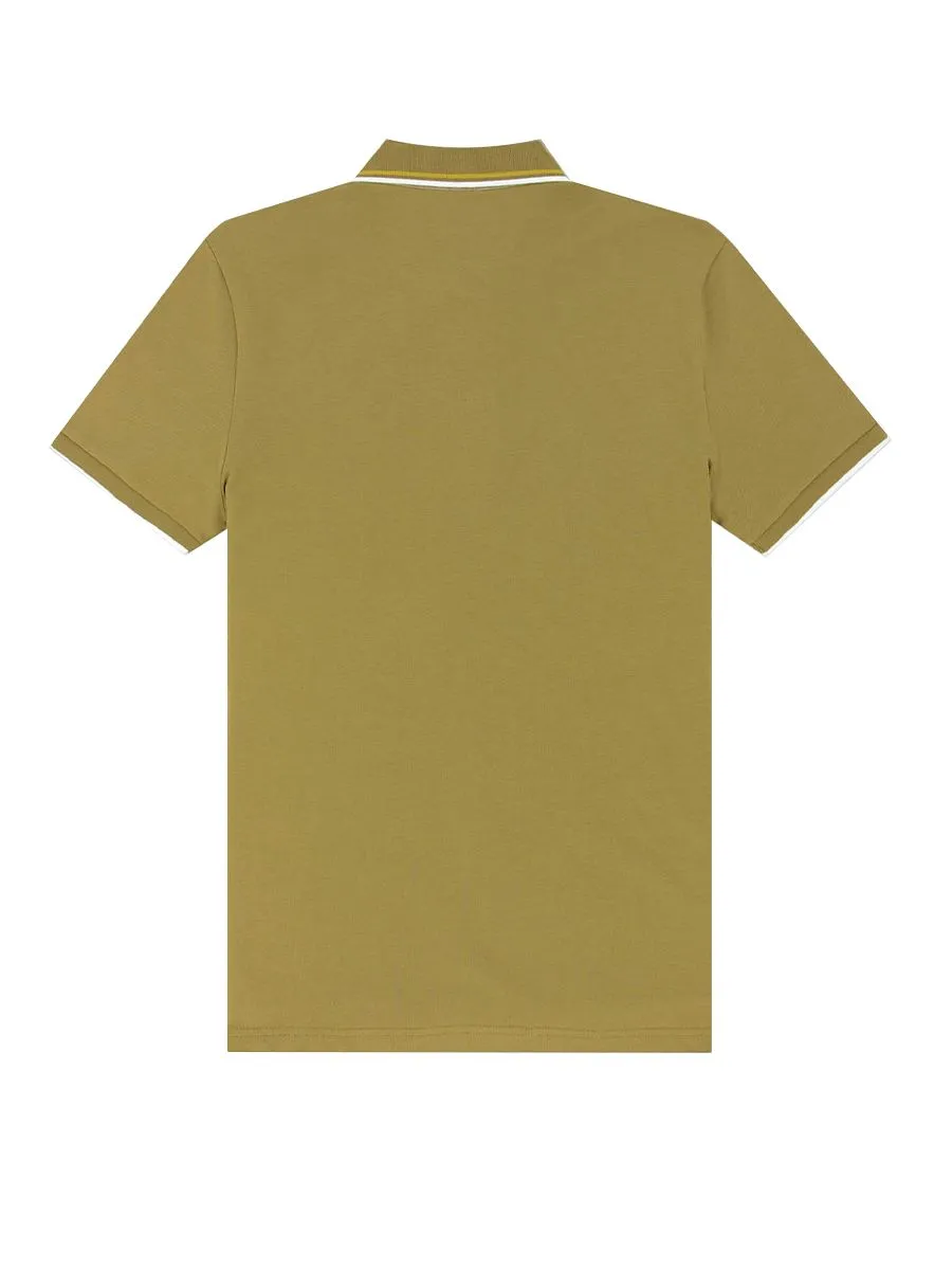 GIORDANO Men's Pique Deer Embroidery Bold Polo Antique Bronze Khaki