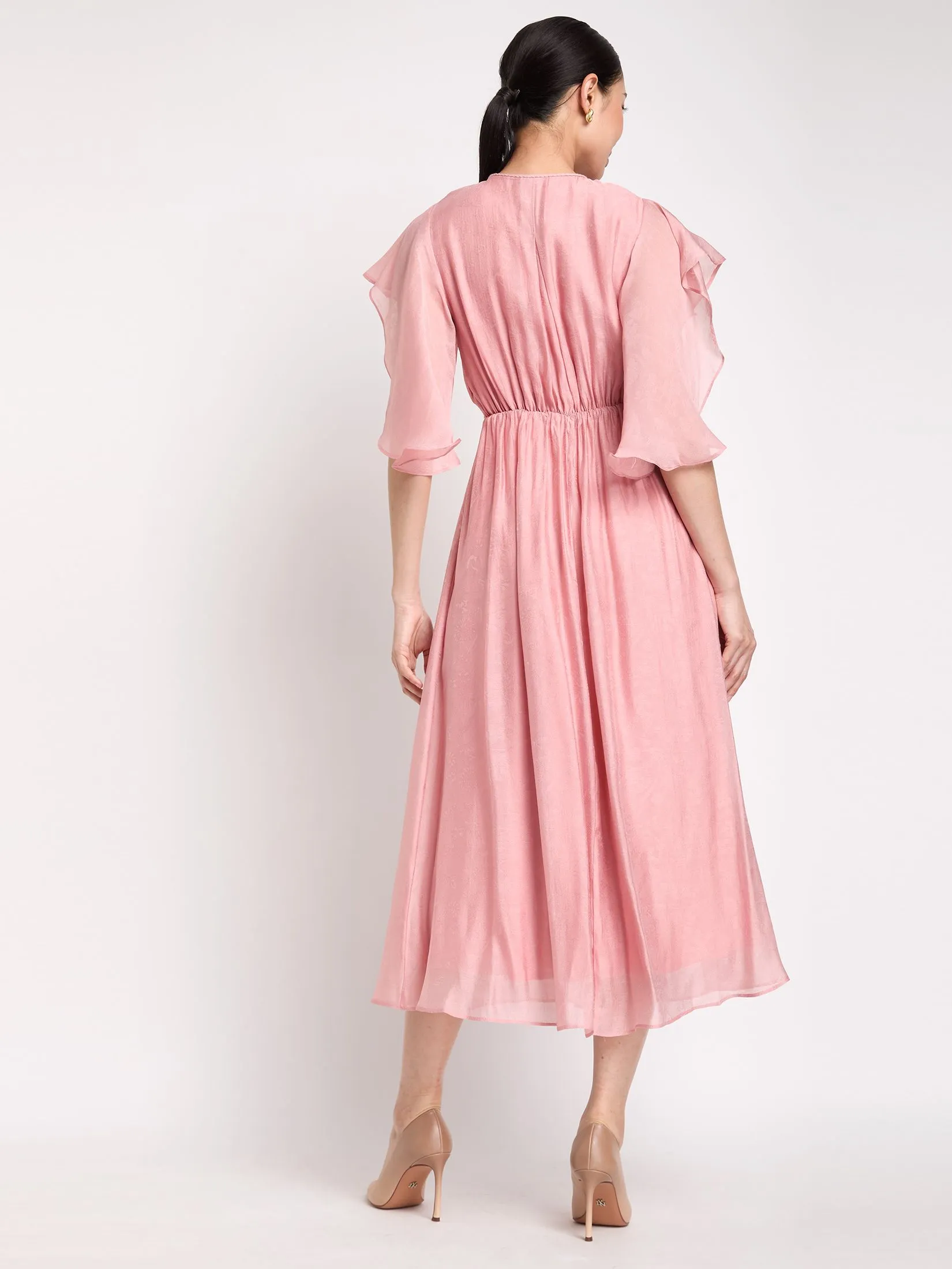 EXPRESSIONS EVENING Women Maxi Dress V-Neck With Front Twist