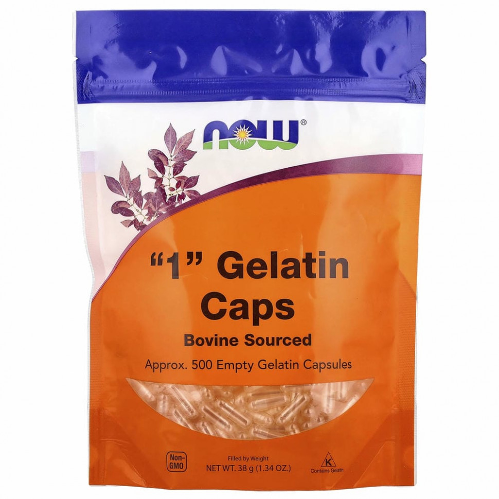 NOW Foods, «1» желатиновые капсулы, прибл. 500 пустых желатиновых капсул