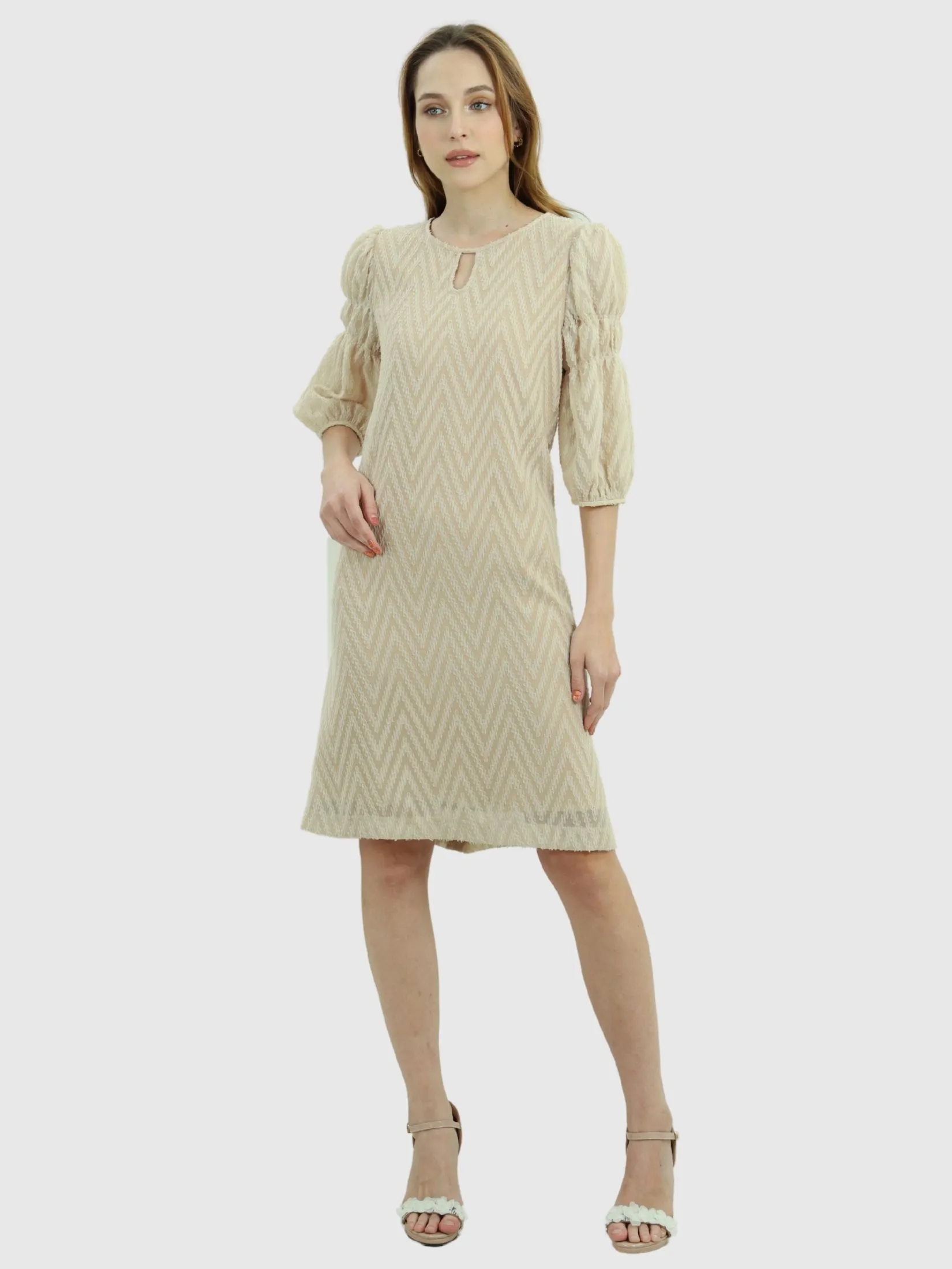 VERONIQA Women Dress Long Sleeves Uragiri Beige