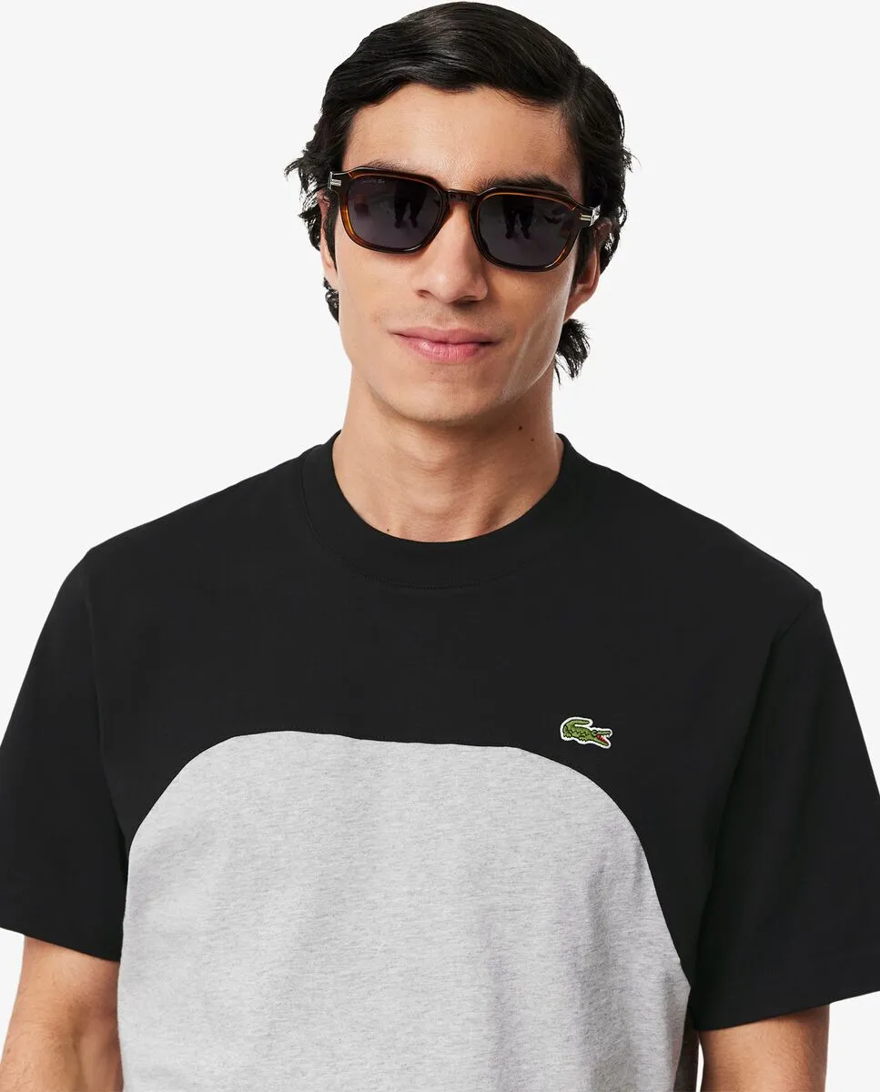 LACOSTE Cotton Jersey Colour-Block T-Shirt Grey