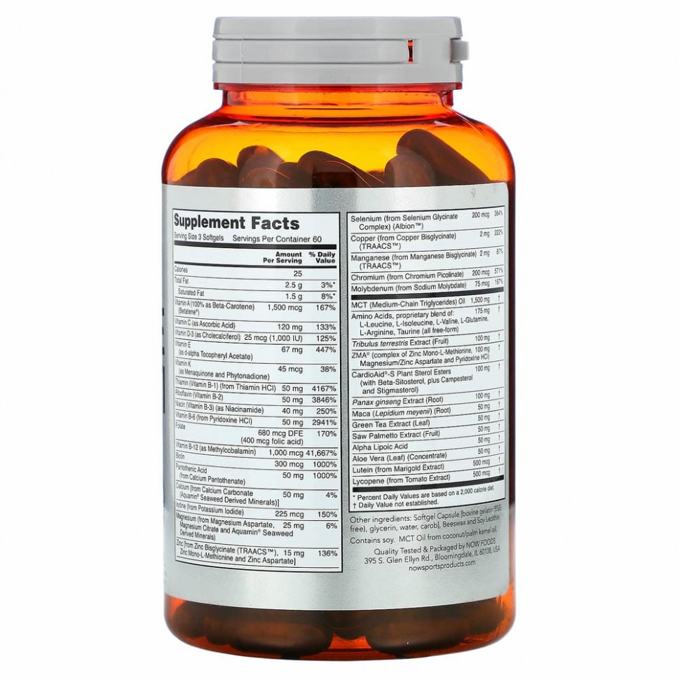 NOW Foods, Sports, Men's Active Sports Multi, комплекс витаминов для мужчин, 180 капсул