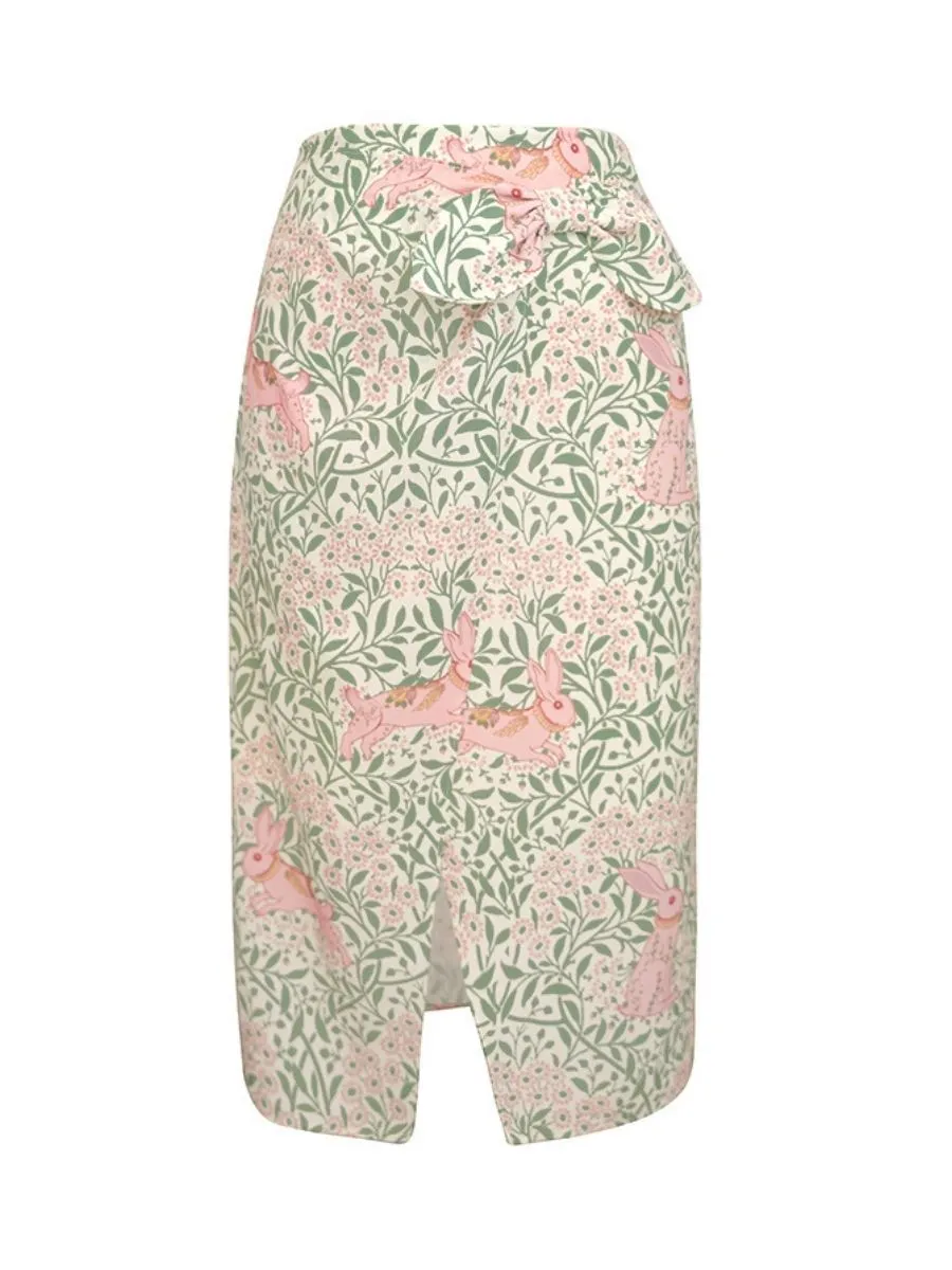 JUNGLE ME Women Refreshing Flower Garden Skirt Green