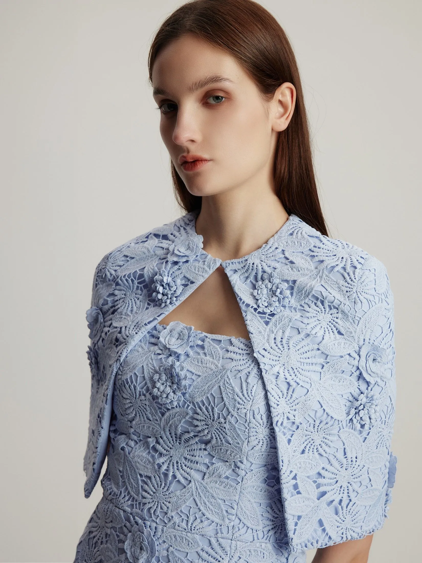 ASAVA ( AW24 ) Soraya Floral-lace Column Women Dress Blue