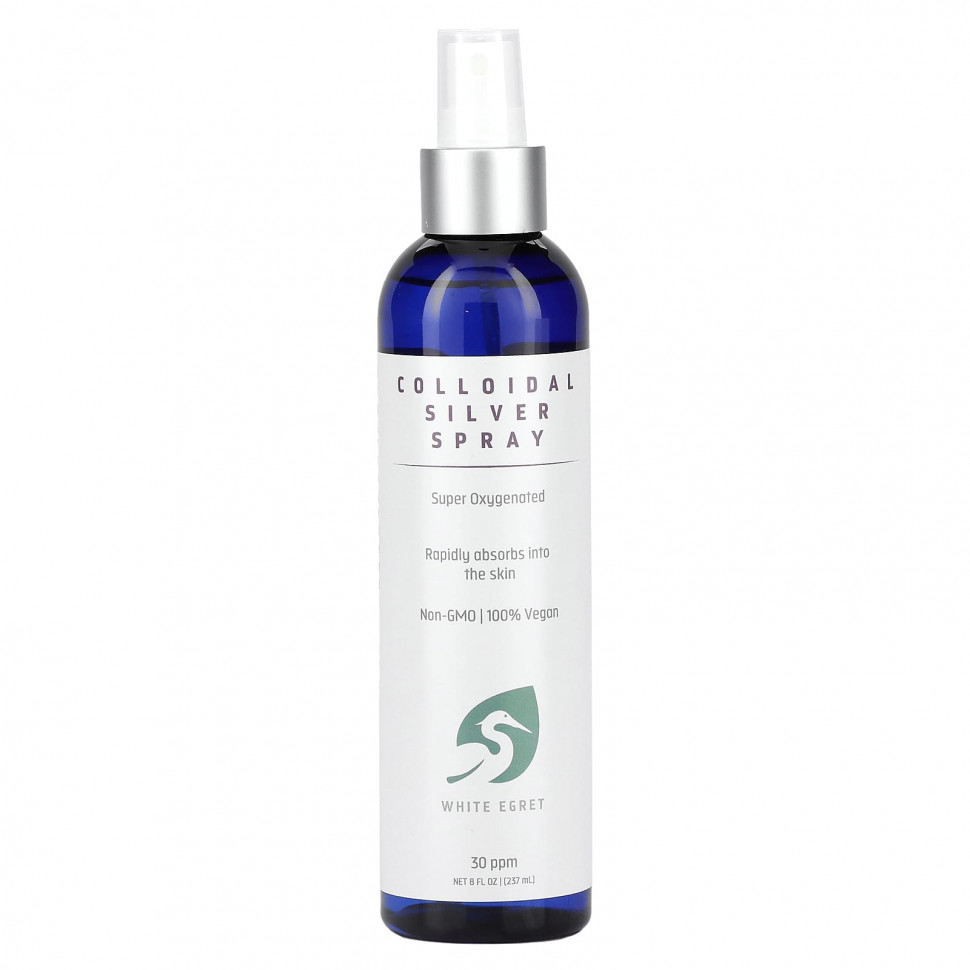 White Egret Personal Care, Спрей с коллоидным серебром, 30 частей на миллион, 8 ж. унц.(237 мл)