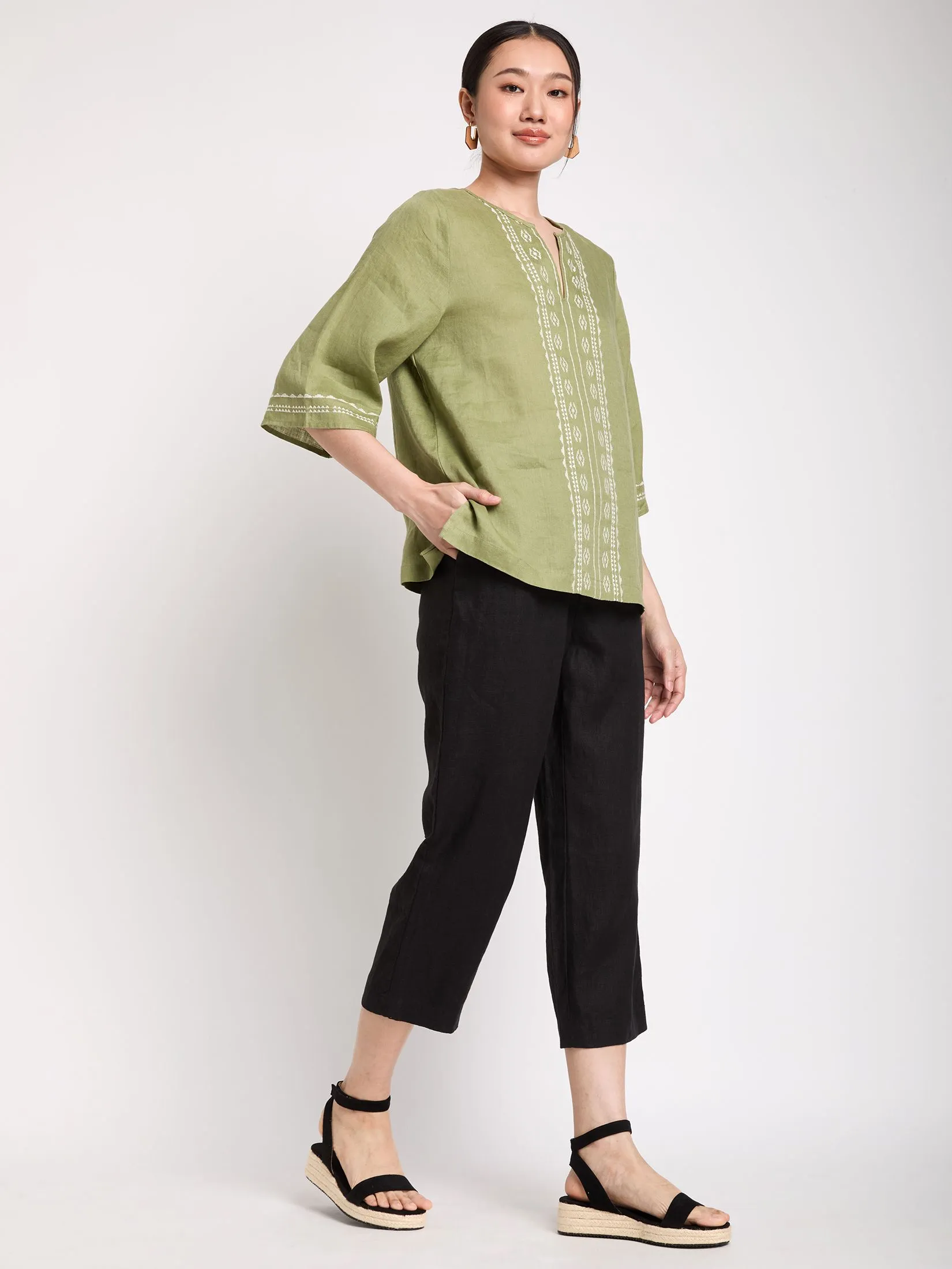ESTIMATE Women Blouse 3/4 Sleeve Embroidered