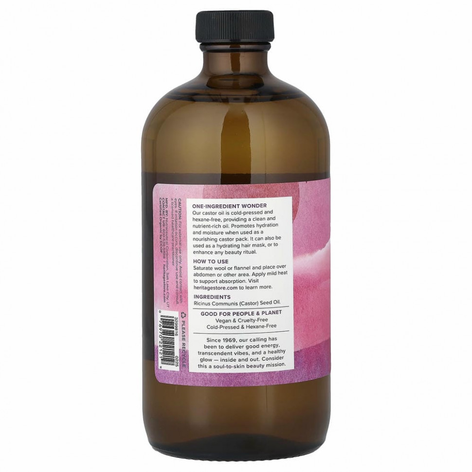 Heritage Store, органическое касторовое масло, 473 мл (16 жидк. унций)