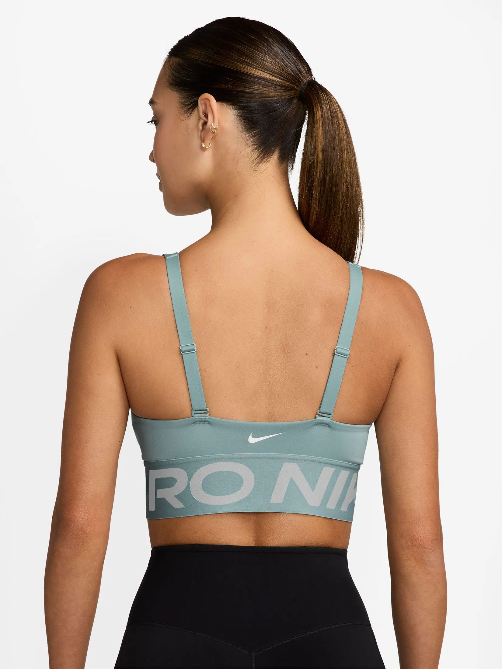 NIKE Women Sport Bar Pro Indy Plunge Medium Support HF7325-017 Cannon/Jade Ice/White
