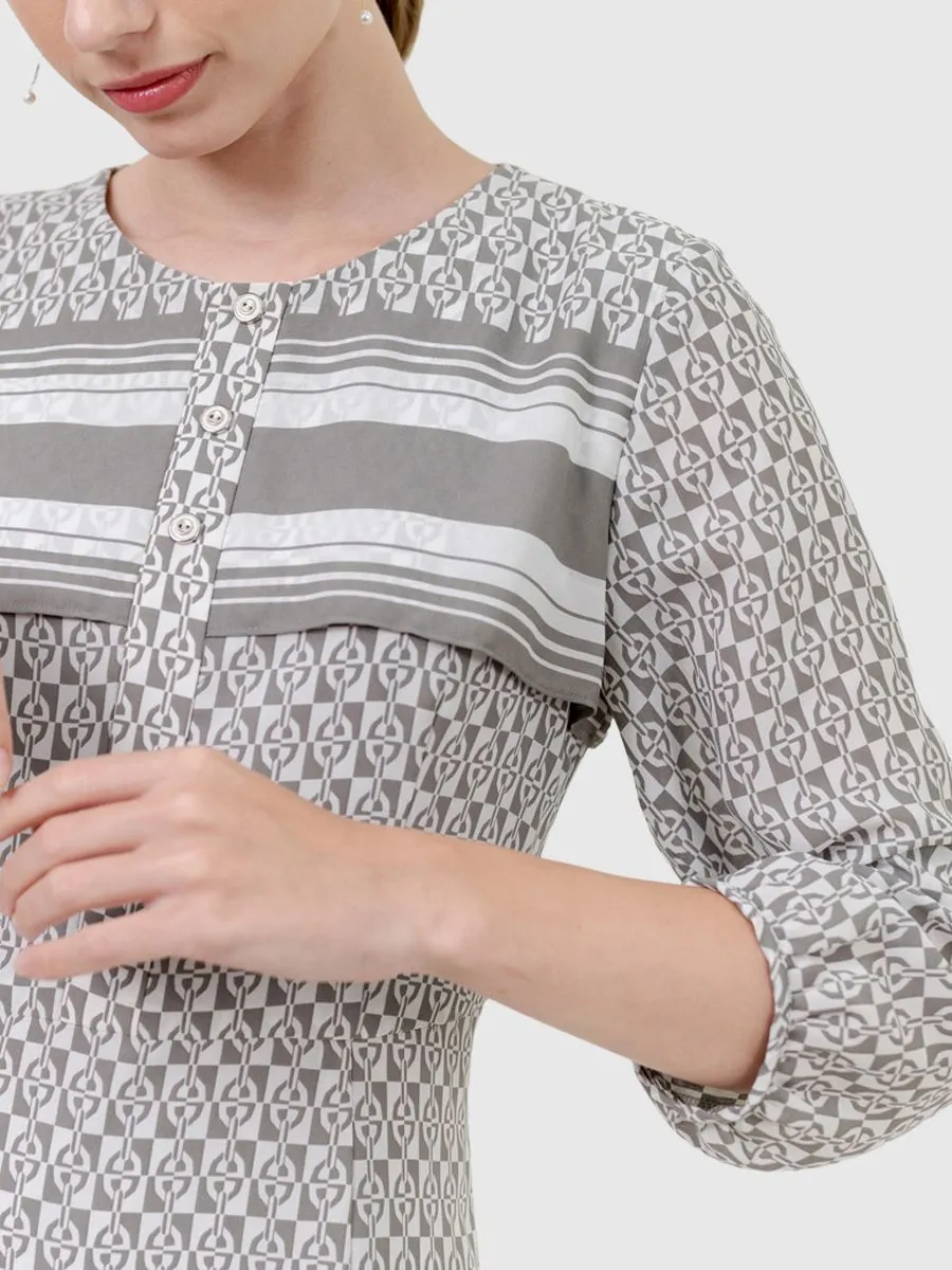 AMILA Women Dress Chiffon Dobby Grey