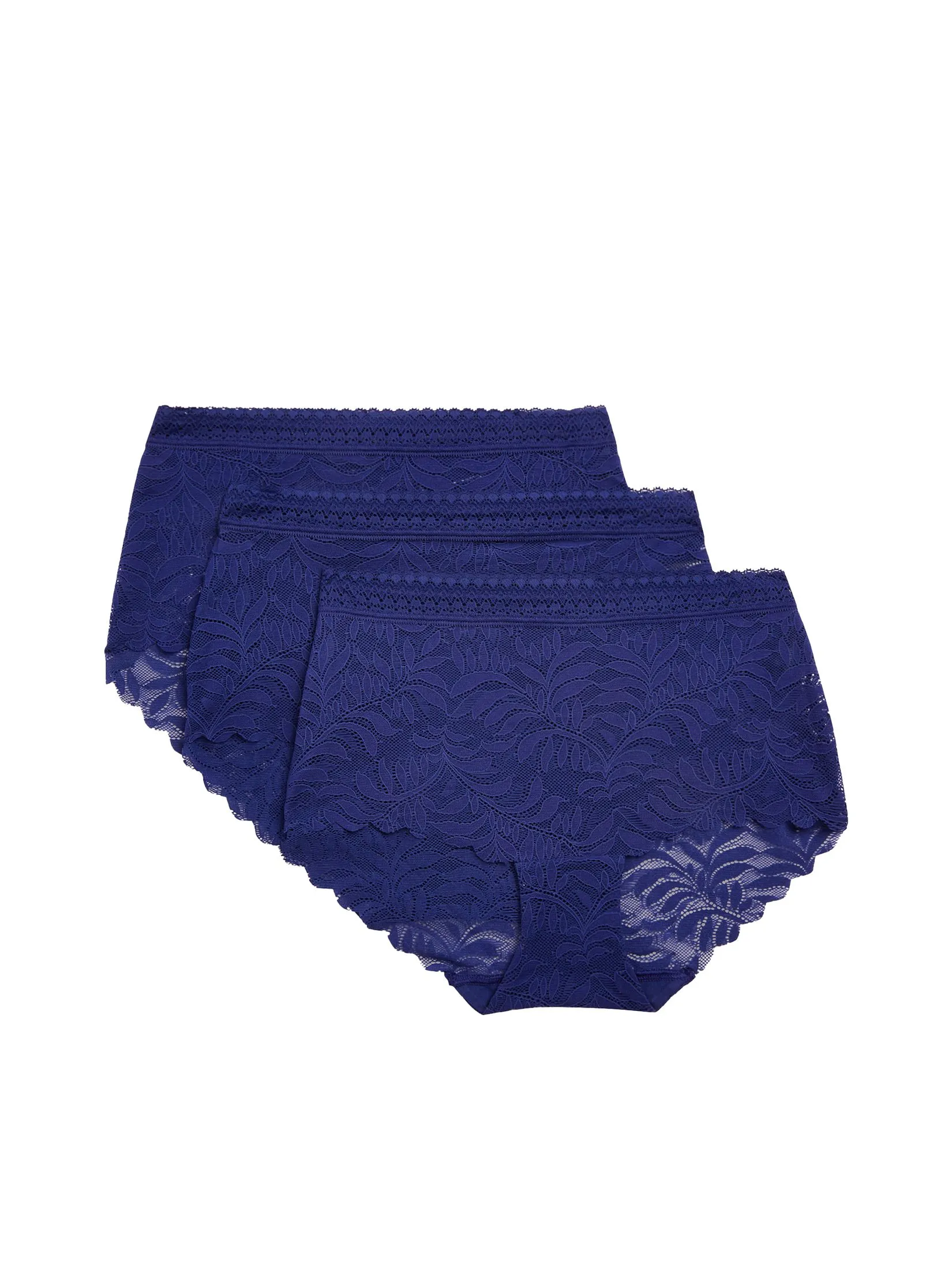 MARKS & SPENCER Women Shorts Flexifit Lace High Rise 3pk Navy