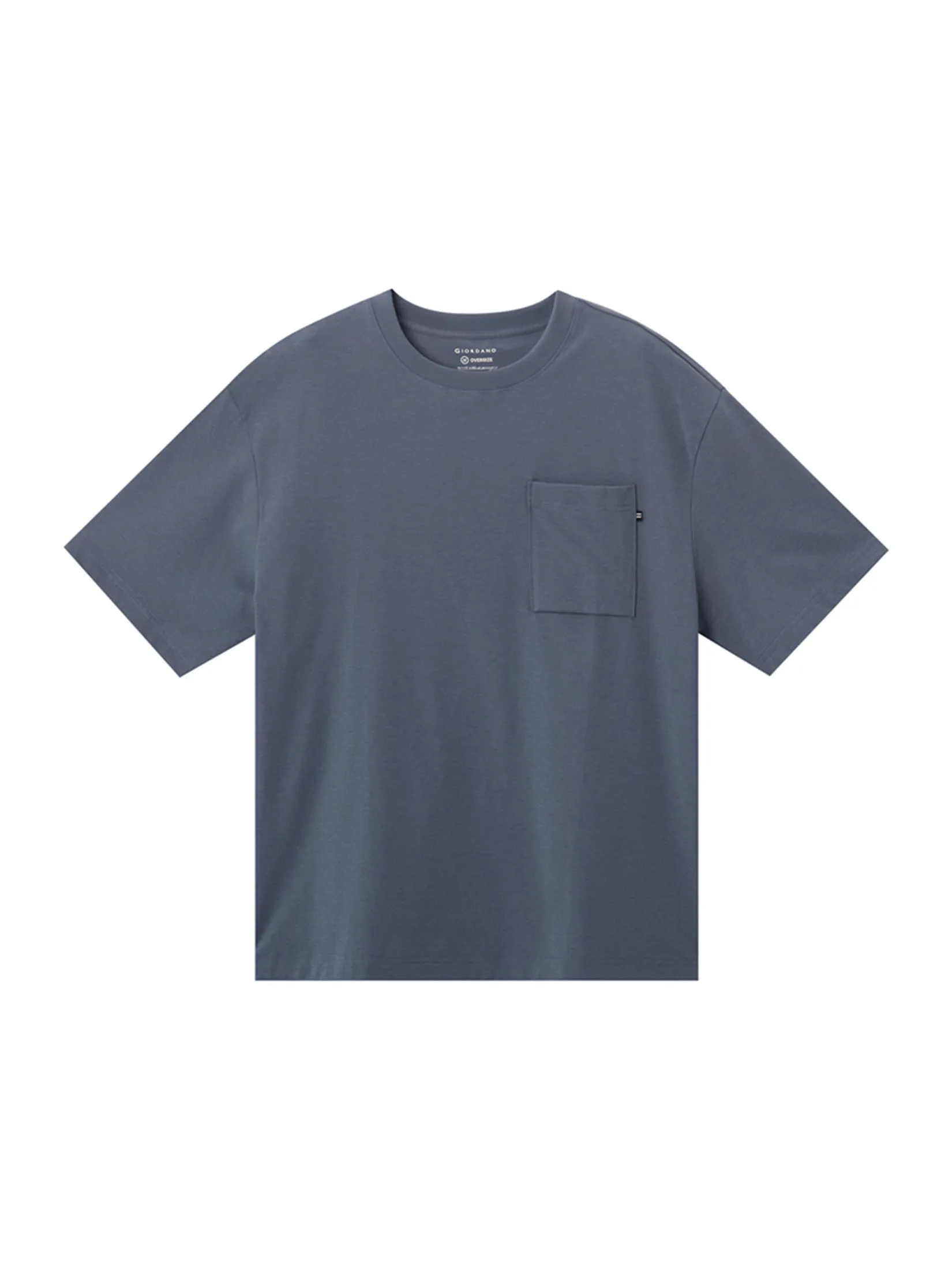 GIORDANO Men's Oversized Cool Pocket Tee Neptune Blue grey