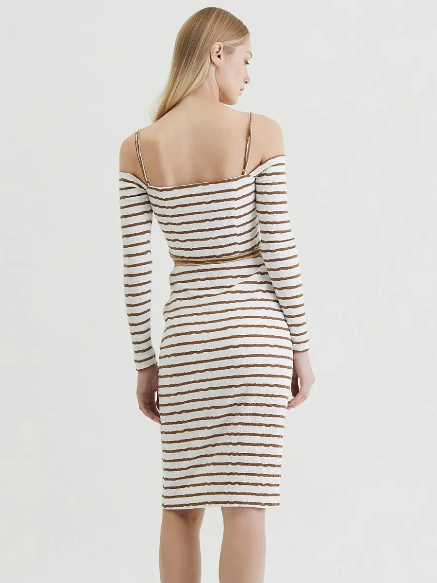 KLOSET (RS24)Knit Off-Shoulder Dress White