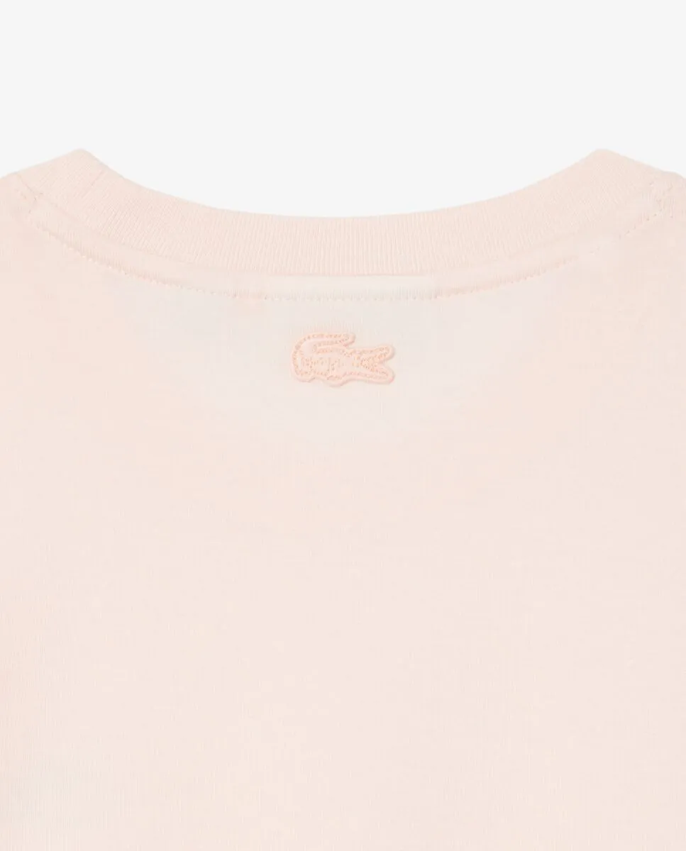 LACOSTE Crocodile Print Jersey T-Shirt Pink