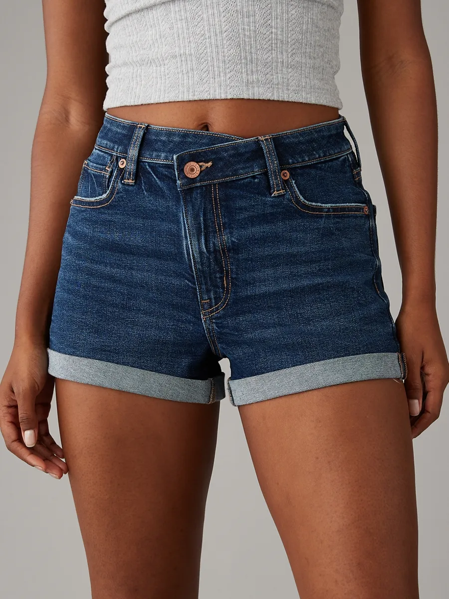 AMERICAN EAGLE WOMEN MOM SHORT 894 DARK WAVES