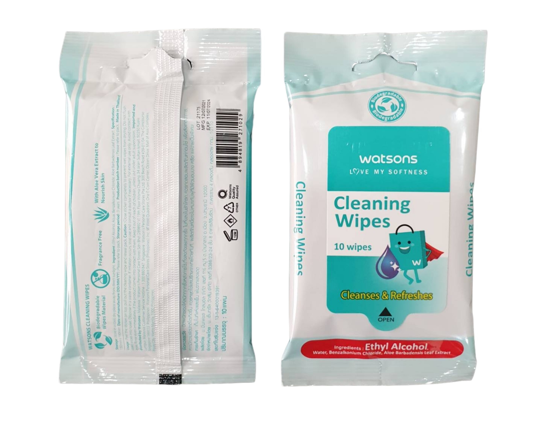 Watsons Alcohol Cleaning Wipes 10sheets.