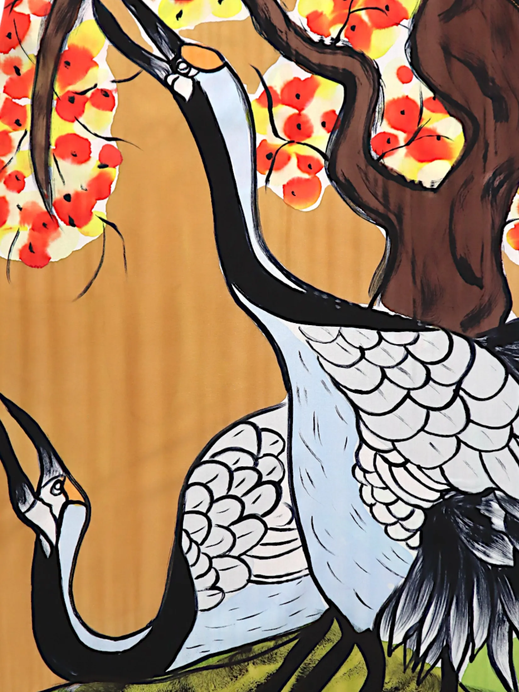 YODYOKO Woman Sleeveless Dress - Brown : Twin Cranes of Fortune