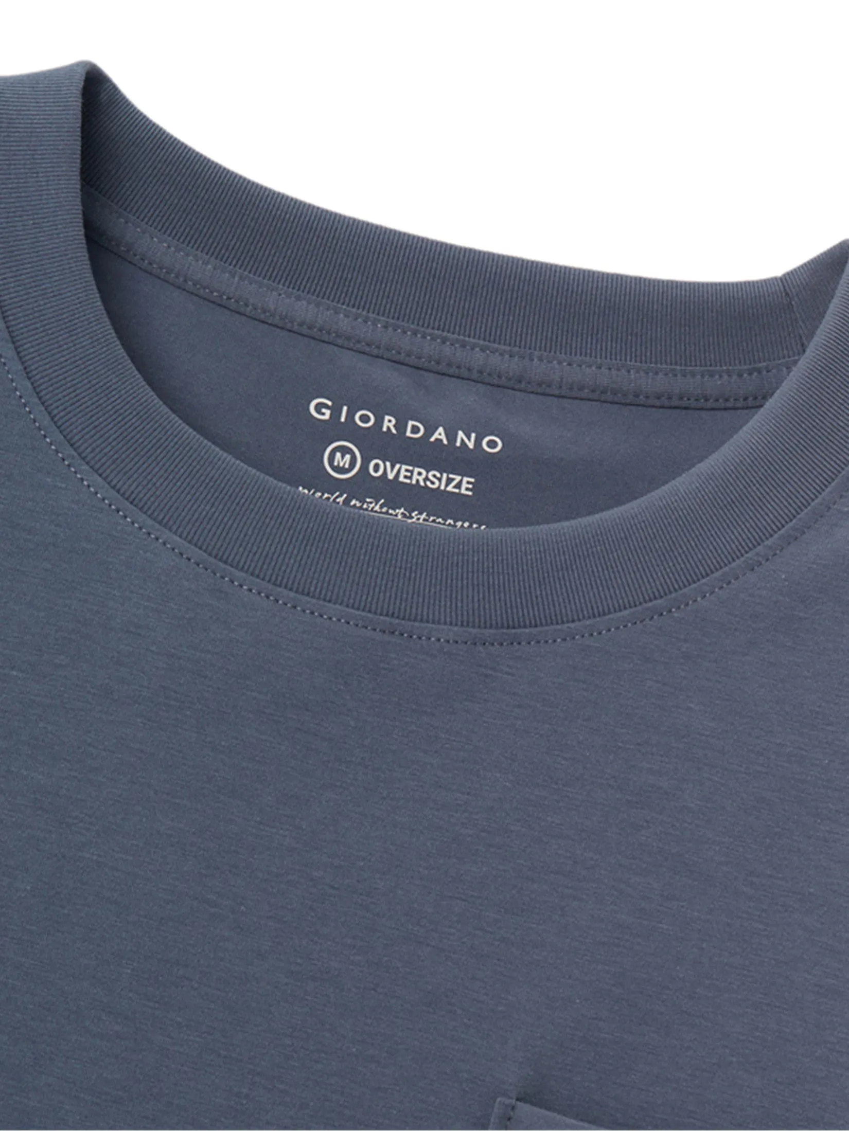 GIORDANO Men's Oversized Cool Pocket Tee Neptune Blue grey
