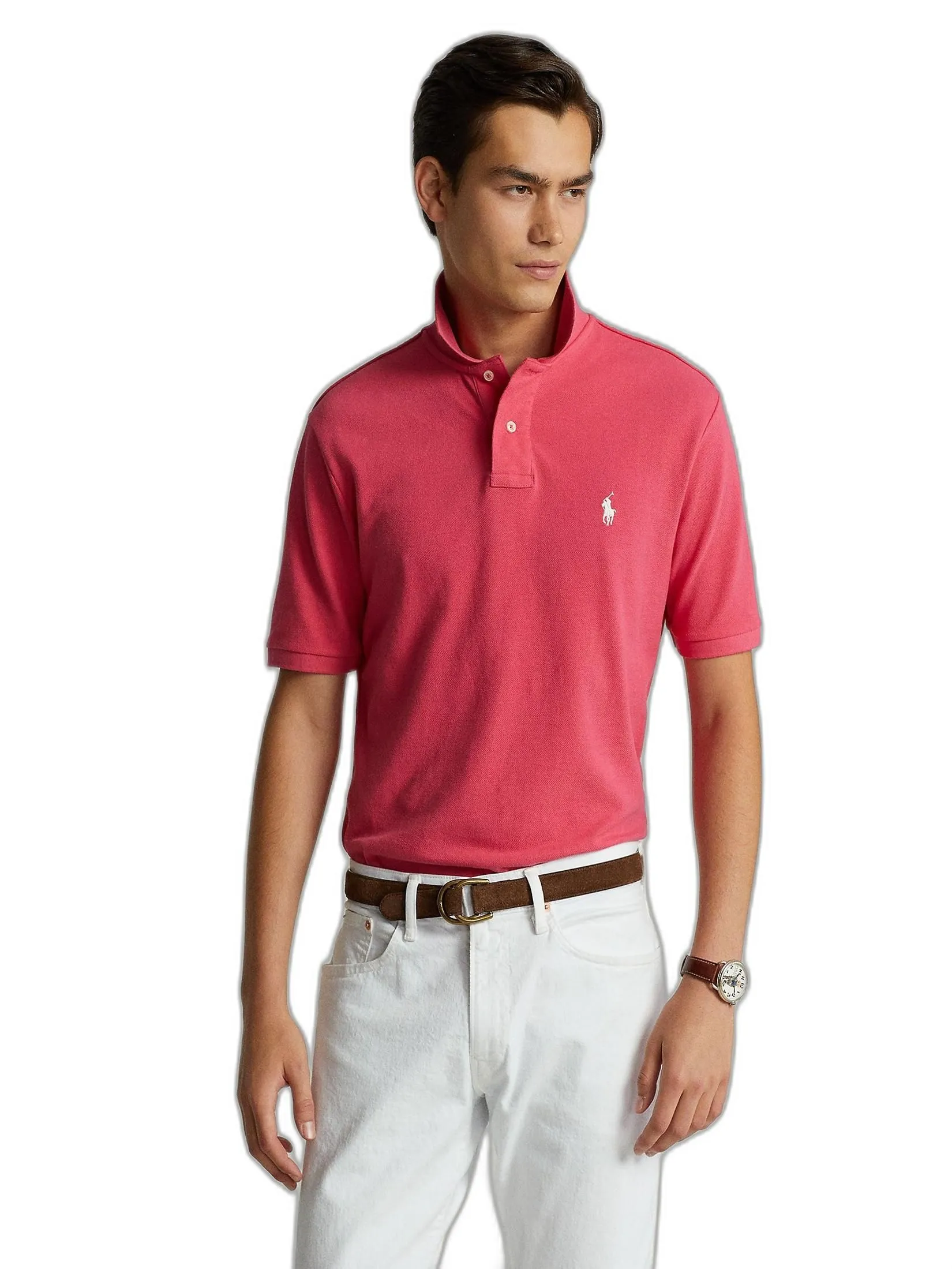 POLO RALPH LAUREN Polo Ralph Lauren POLO-Custom Slim Fit Mesh Polo Shirt MNPOKNI1N820487 650 PINK Size - M