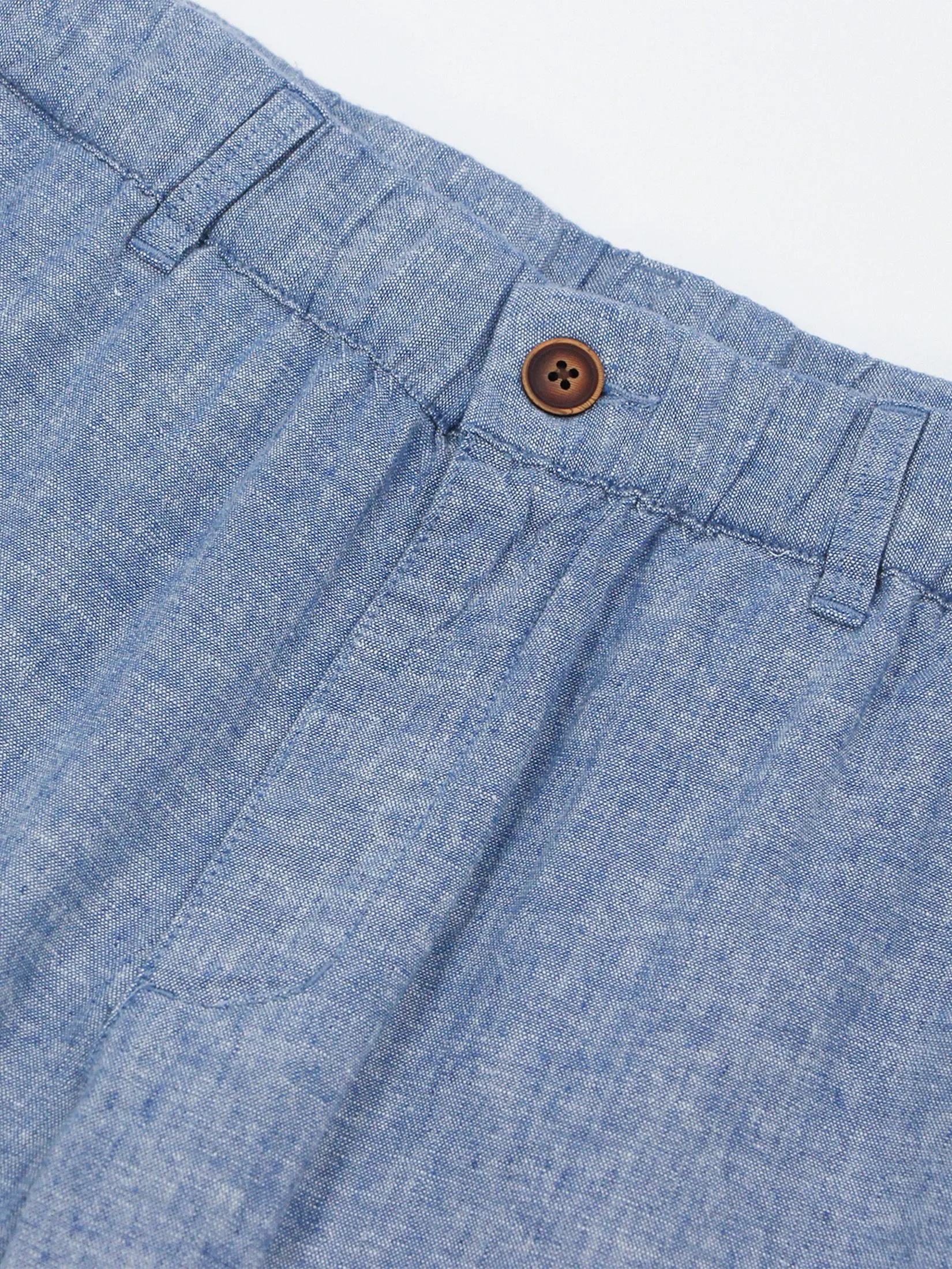 GIORDANO Men's Slim Linen Bermuda Shorts Indigo blue x White