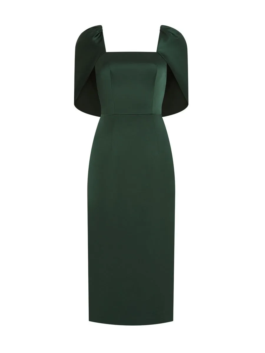 ASAVA ( SS24 )Tatiana Cape-sleeve Women Dress Green