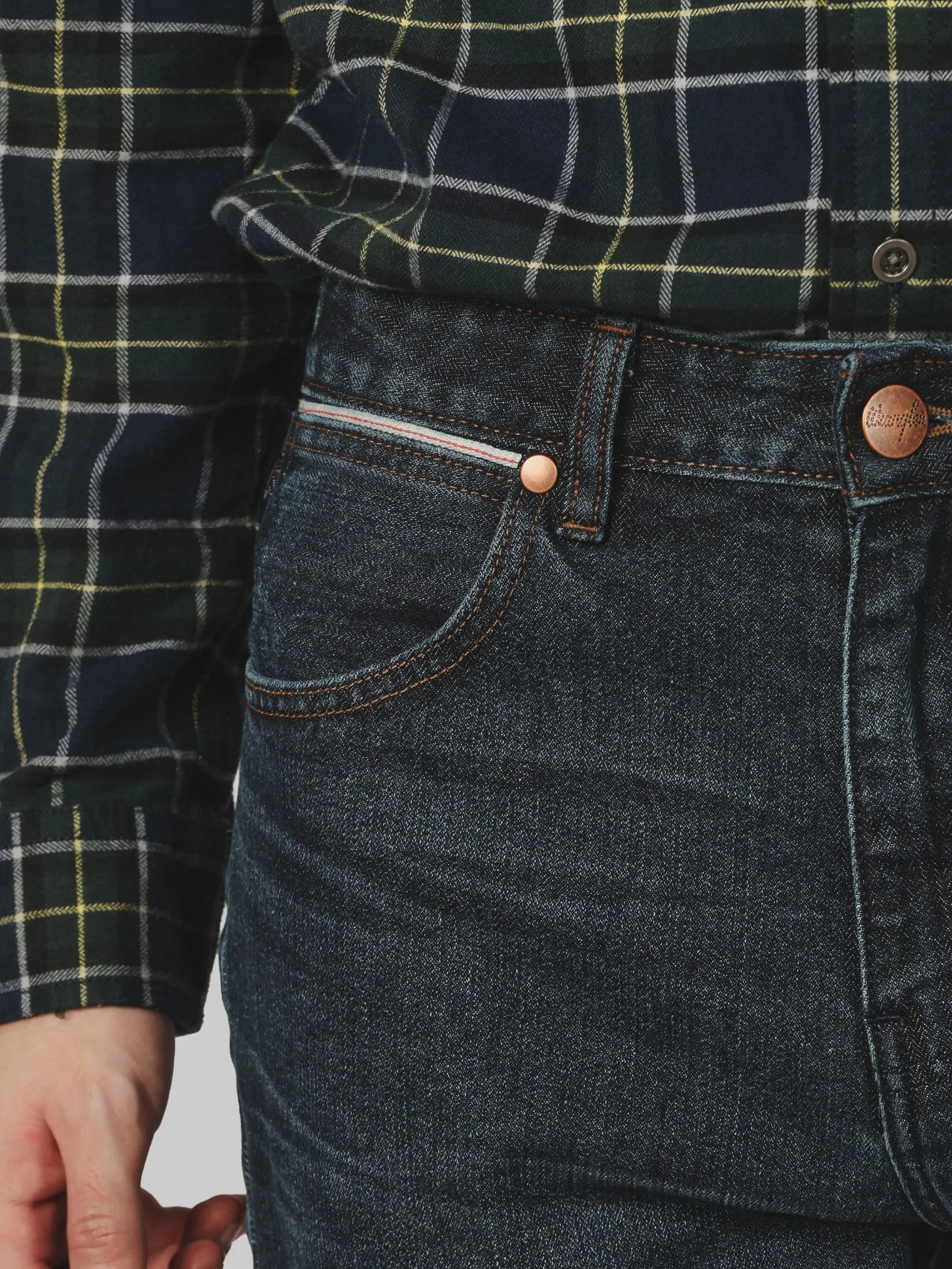 WRANGLER Men's Jeans (Red Selvedge)  Casey Jones Collection Mid MWZ Fit Dark Indigo