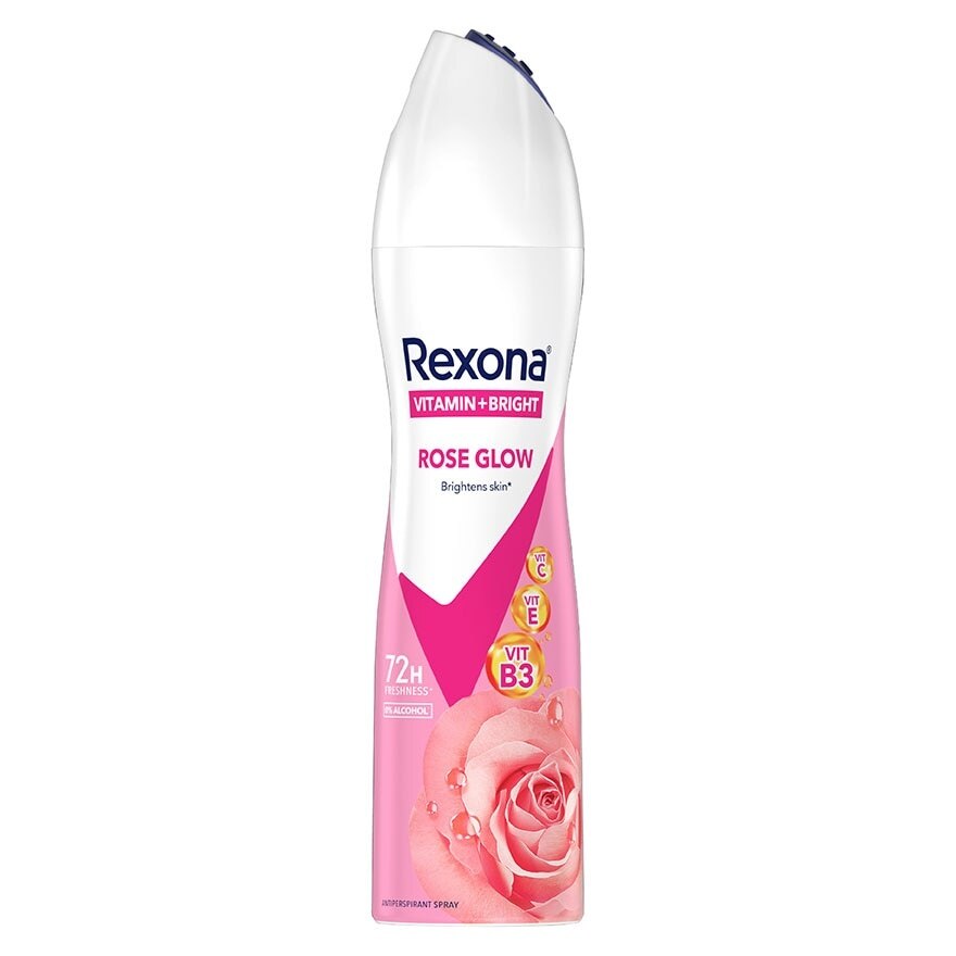 Rexona Spray Vitamin + Bright Rose Glow Antiperspirant 135 Ml. สเปรย์ลดเหงื่อระงับกลิ