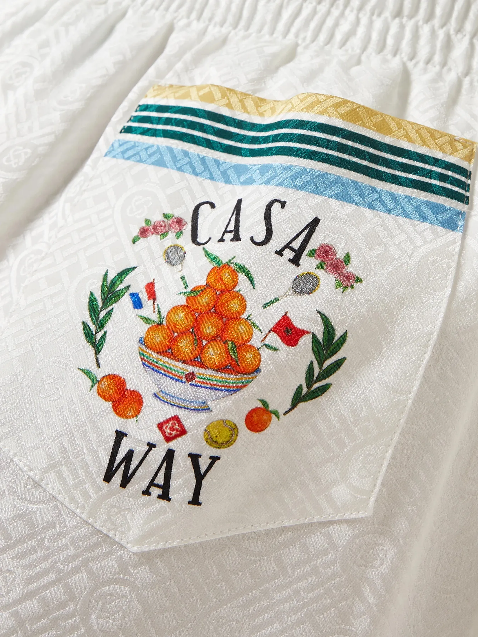 CASABLANCA WOMEN PRINTED SILK SHORTS IN CASA WAY STRIPE