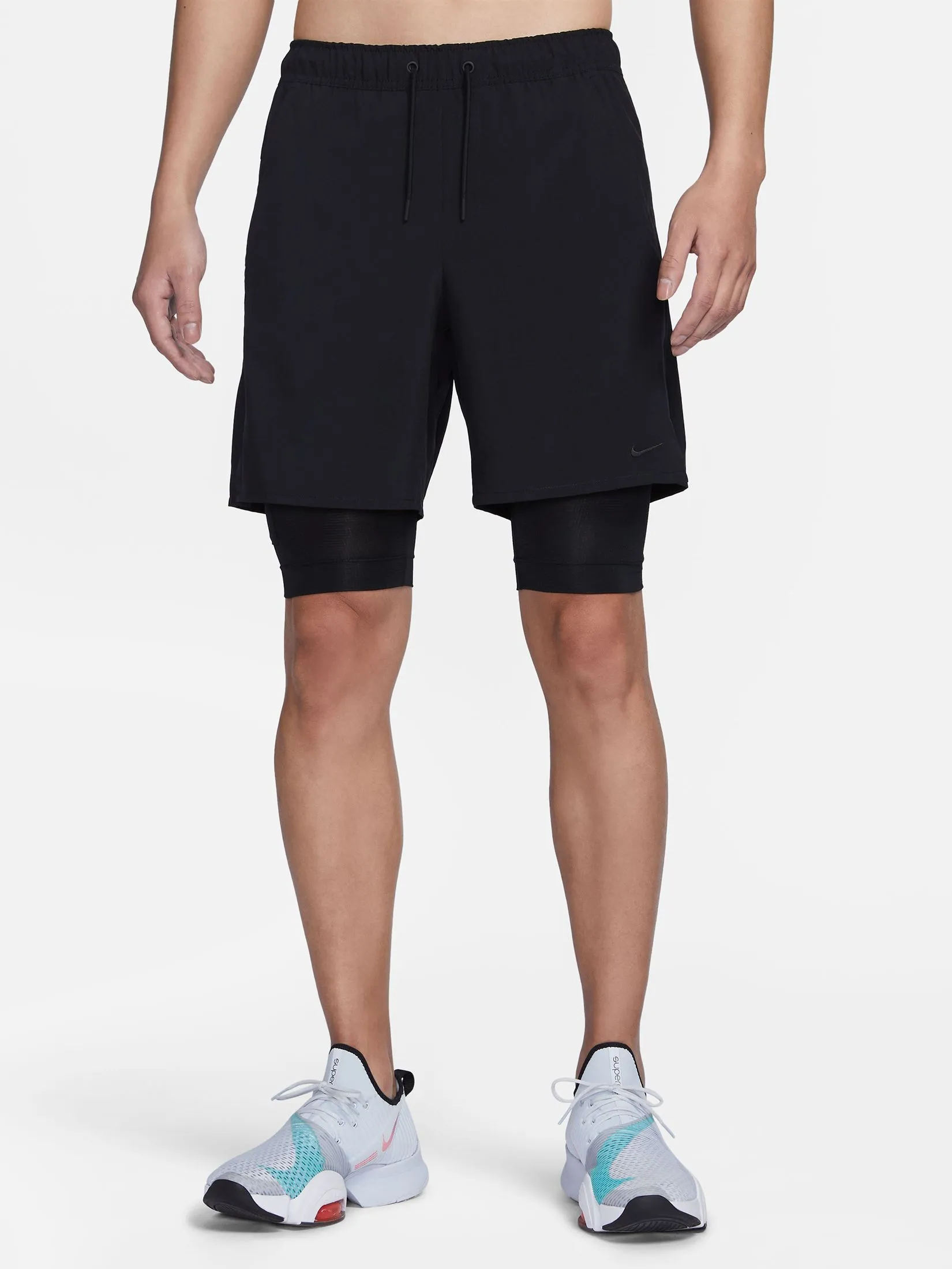 NIKE Men Shorts Unlimited Dri-Fit 7" 2-In-1 DV9335-010 Black/Black/Black/Black