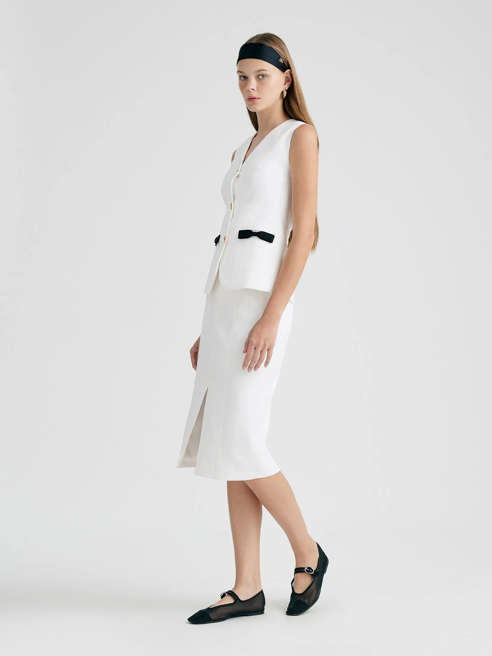 ASV (AW24)Ameena Women Pencil Skirt White