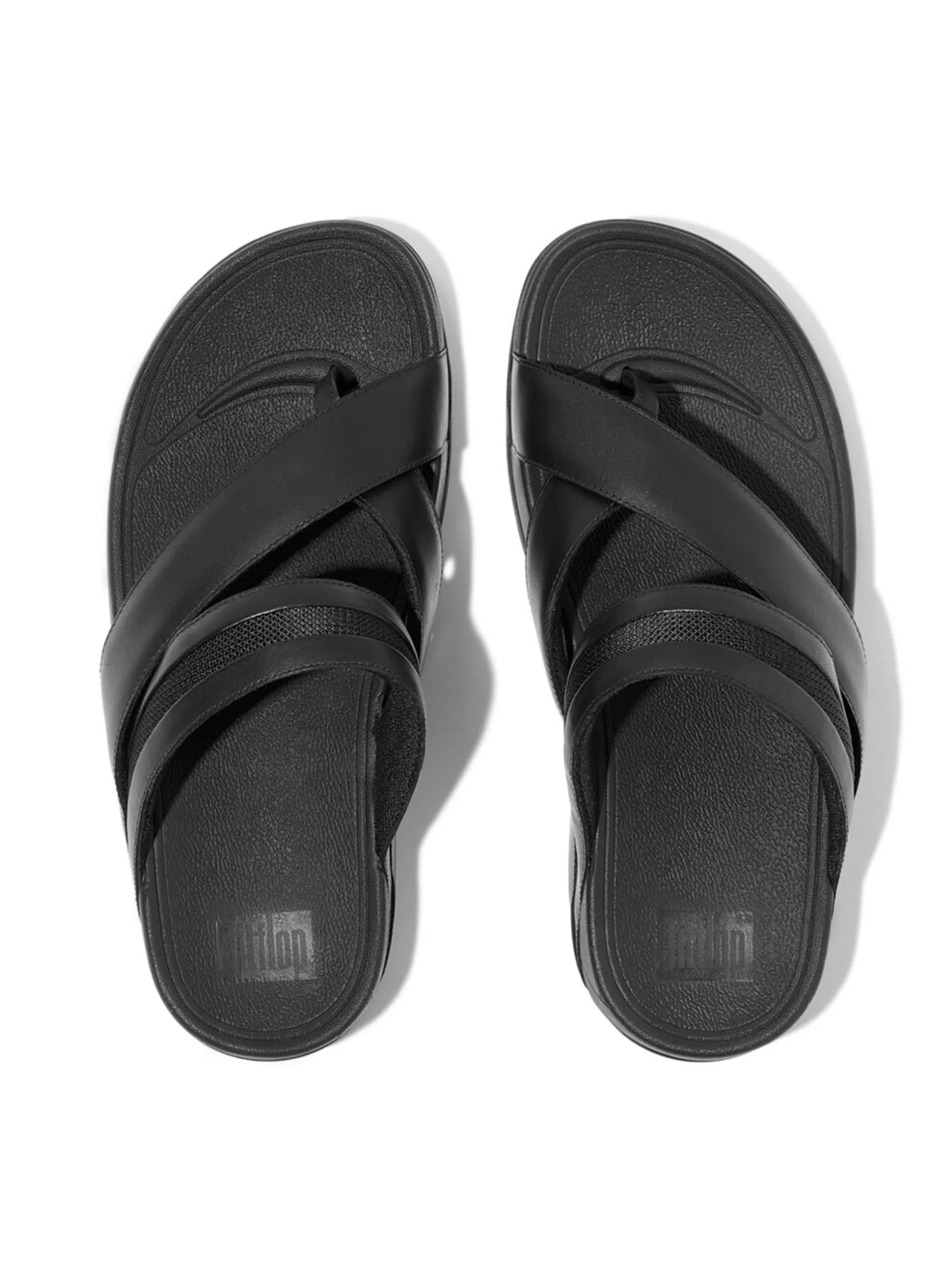 FitFlop™ MEN'S SLING LEATHER/MESH TOE-POST BLACK