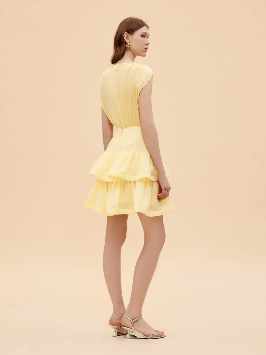ASV ( SS24 )Brittany Women Mini Ruffled Skirt Yellow