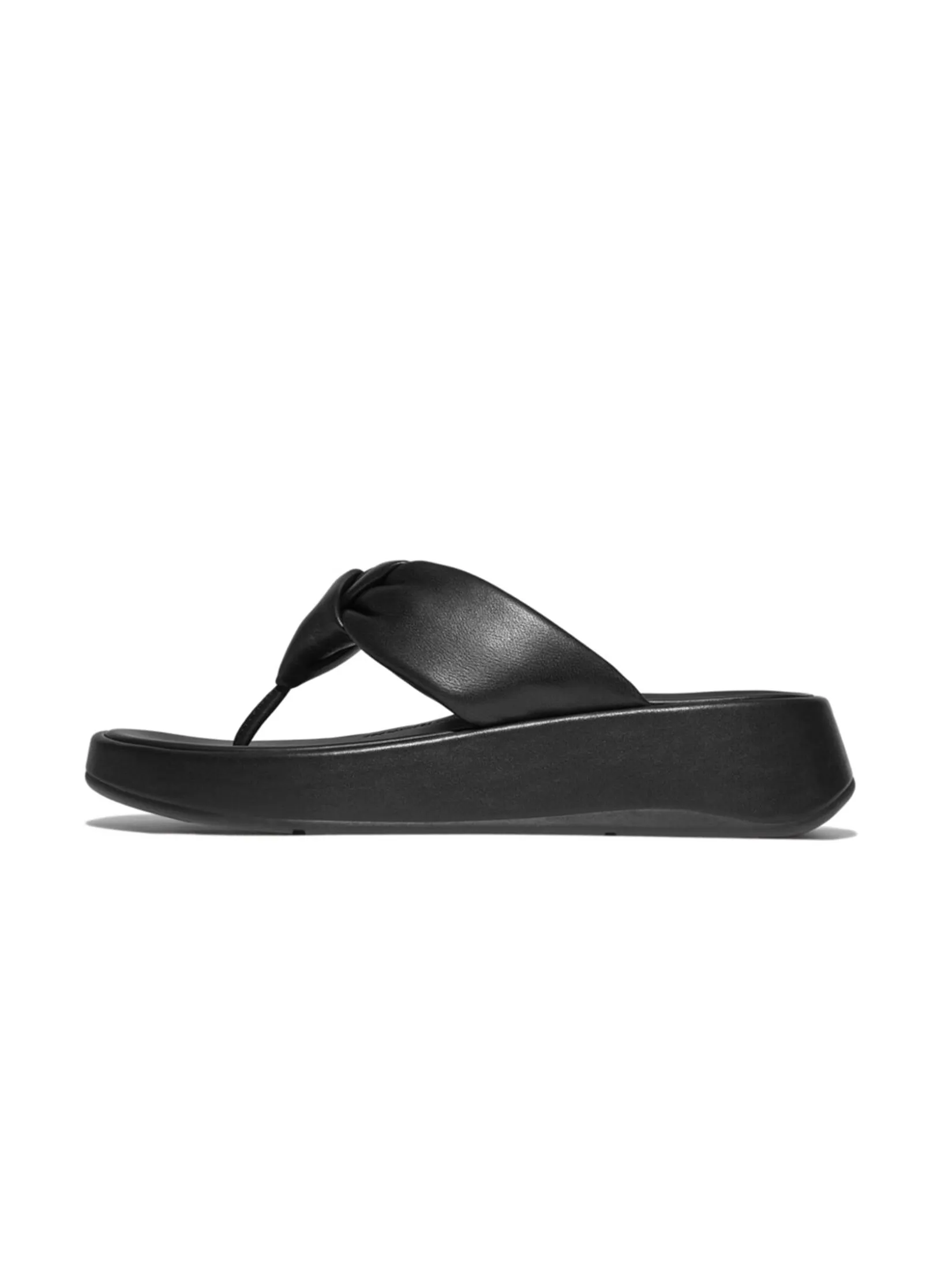 FitFlop™ WOMEN'S F-MODE KNOT SOFT-LEATHER T/P BLACK Size - 3 UK