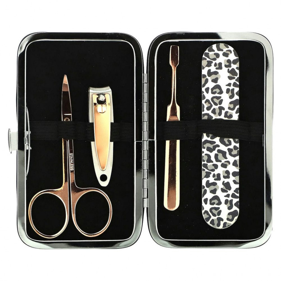 The Vintage Cosmetic Co., Manicure Purse, Leopard Print, 1 Kit