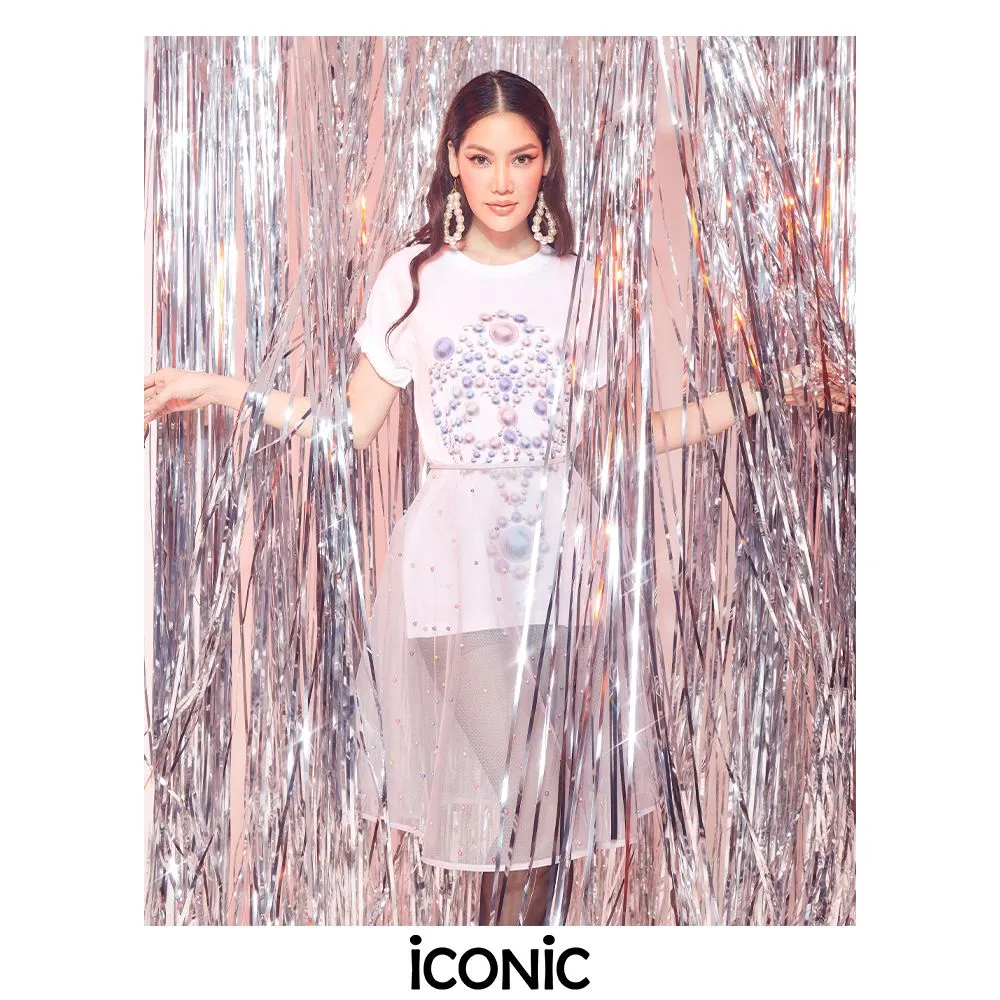 ICONIC Grey SHINING SKIRT Model SHINING5977