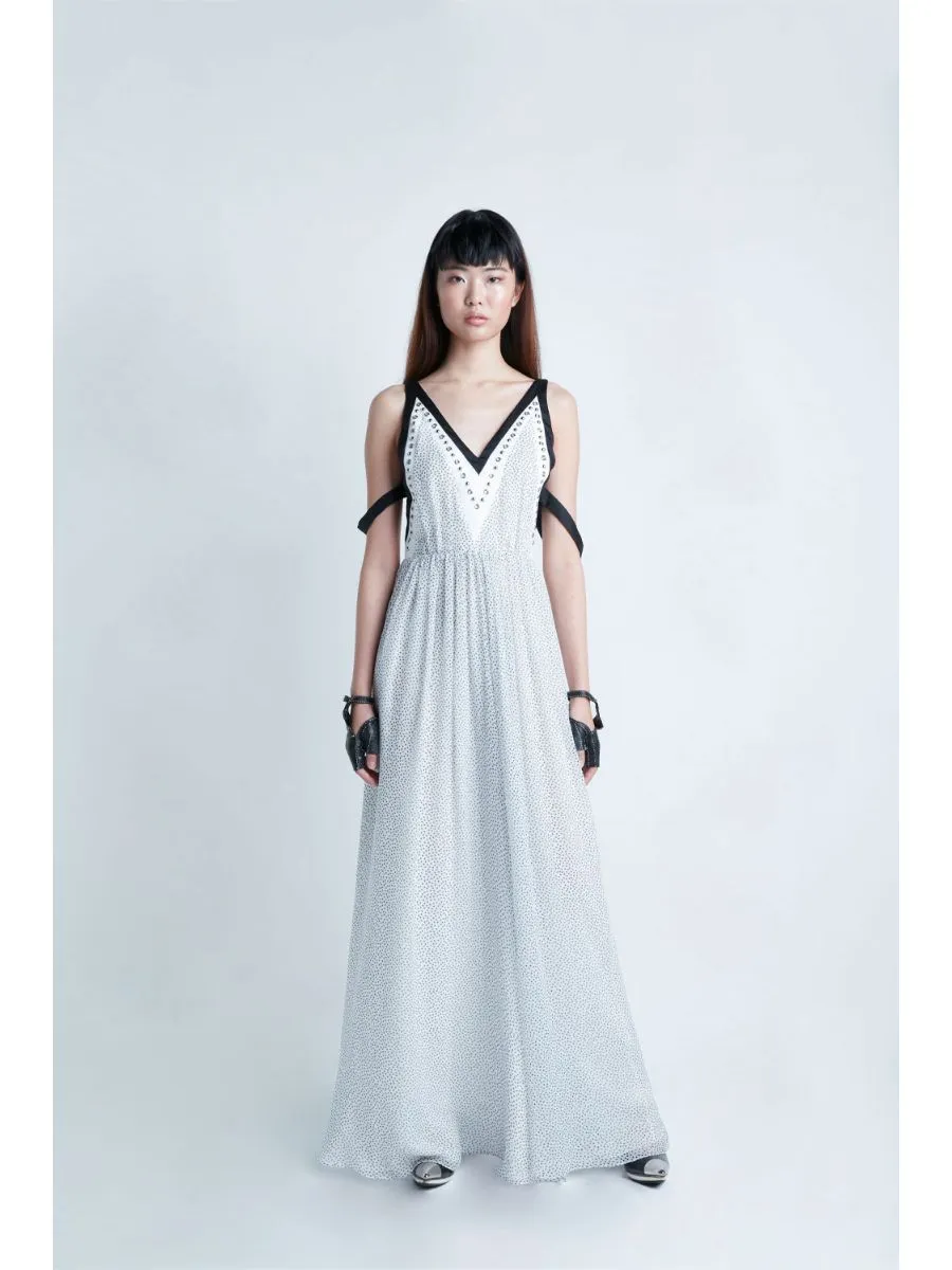 SENADA WOMEN POLKA DOT SILK MAXI DRESS