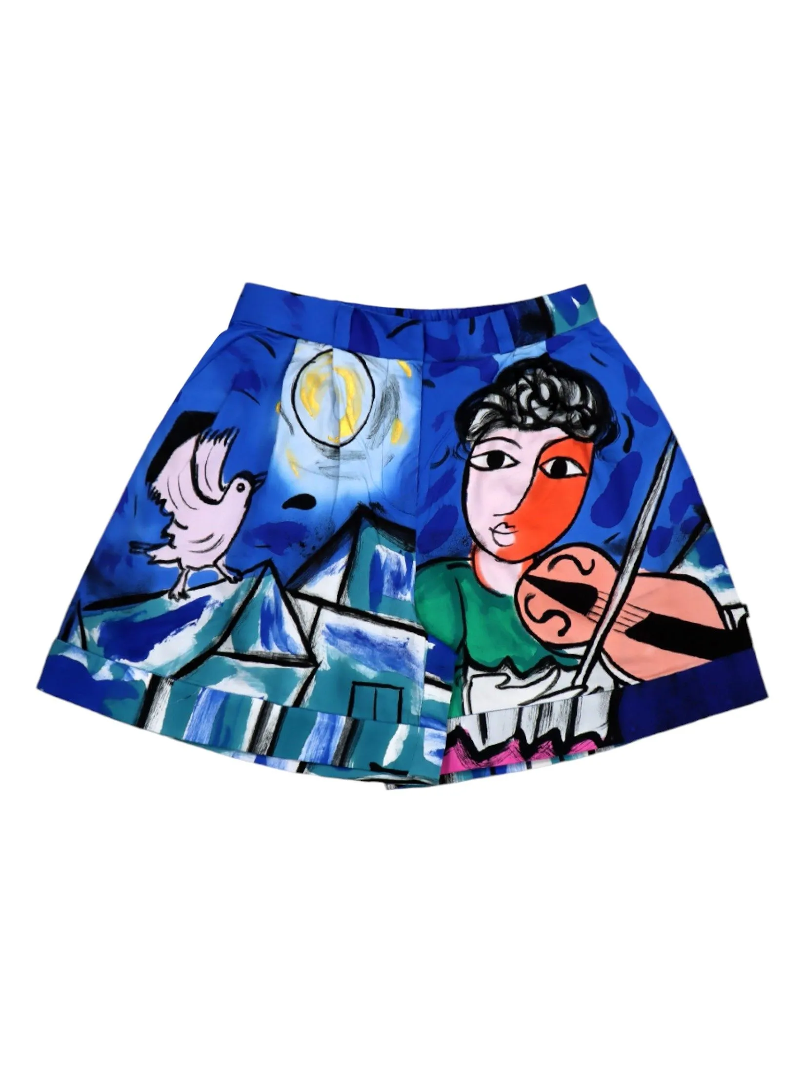 YODYOKO Woman Short Pants With Zipper - Blue : Man with Violin