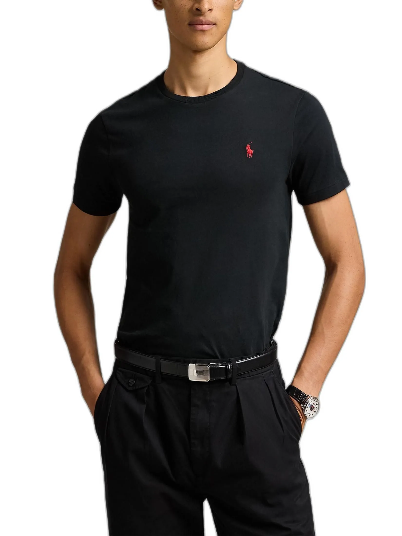 POLO RALPH LAUREN Polo Ralph Lauren TEE-Custom Slim Fit Jersey Crewneck T-Shirt MNPOTSH1N820045 001 BLACK