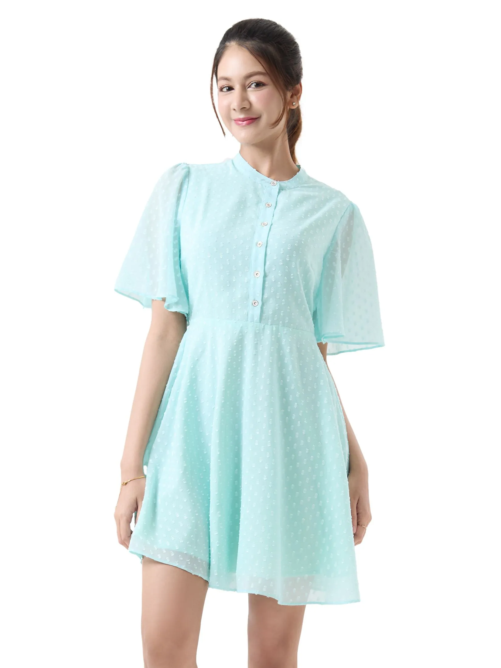 EP Mint Green Clip Dot Dress Woman Green