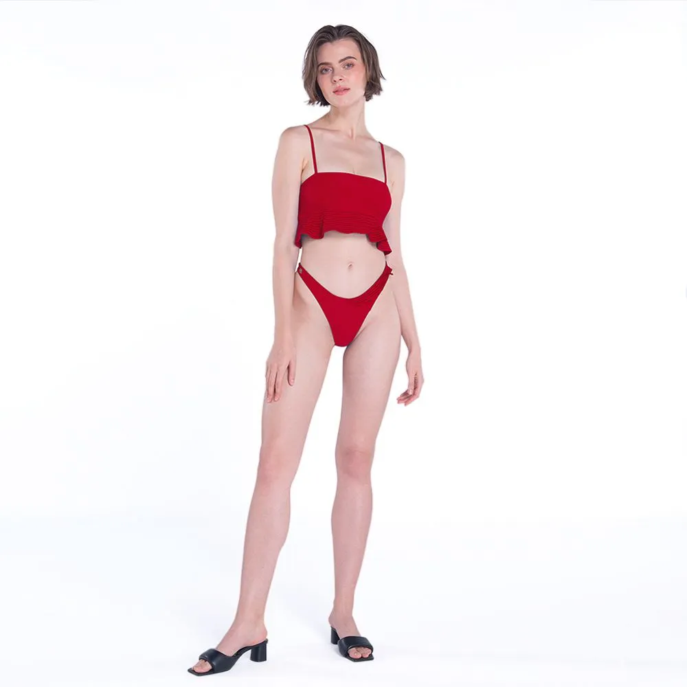 ANGELYS BALEK RED PEPLUM & BRAZILIAN BRIEF WOMEN SWIMSUIT
