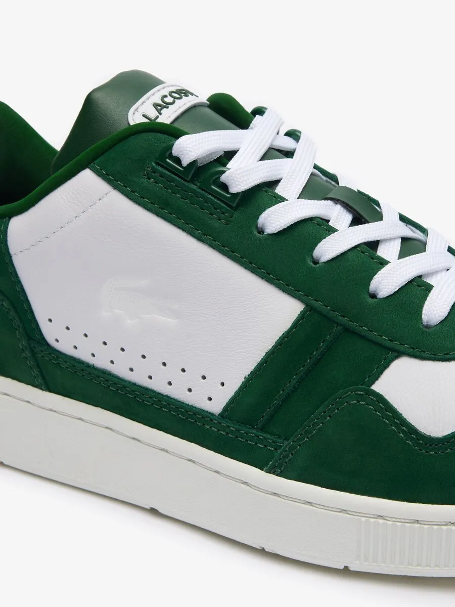 LACOSTE White Men’s T-Clip Contrasted Leather Trainers
