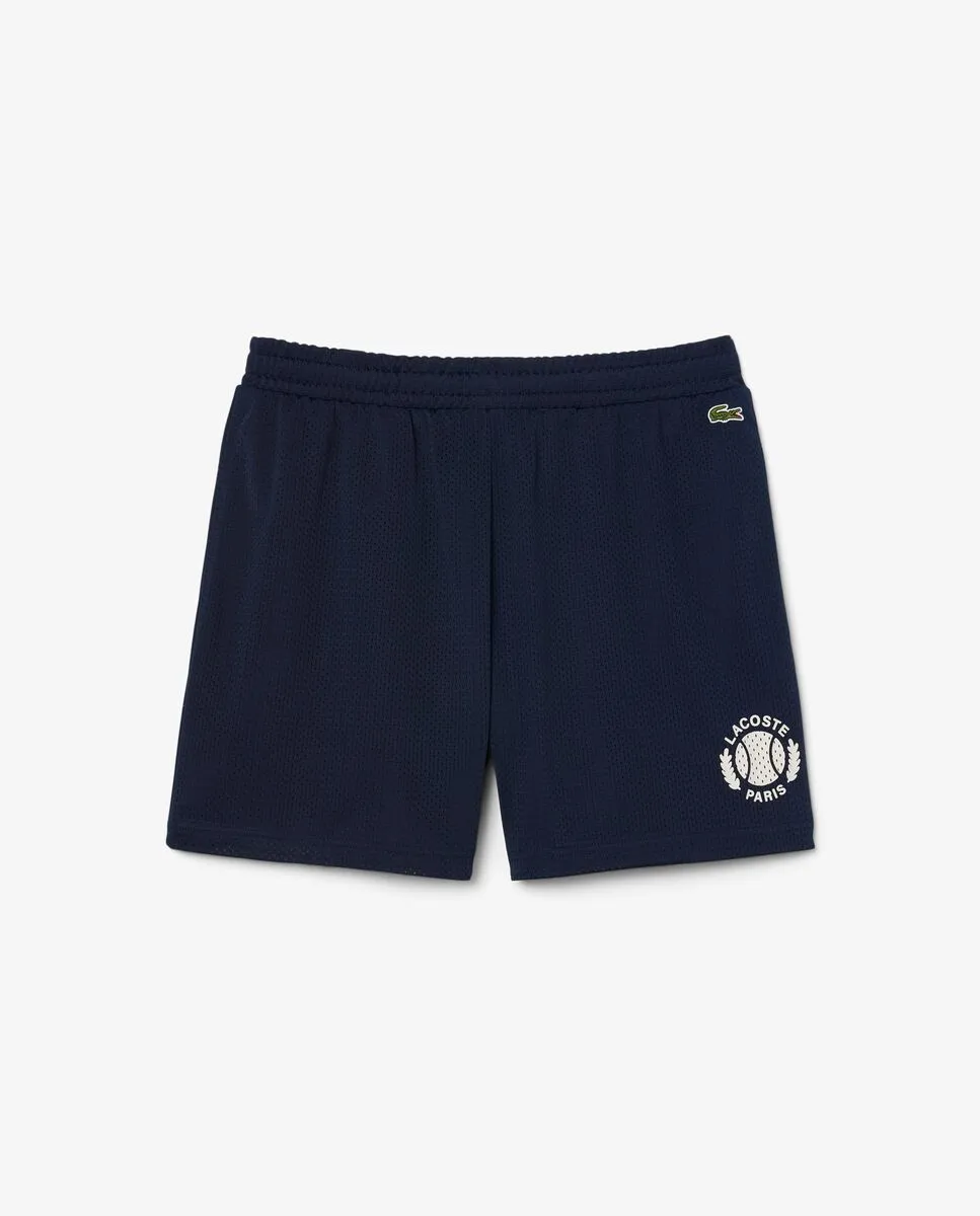 LACOSTE Graphic Mesh Shorts Blue