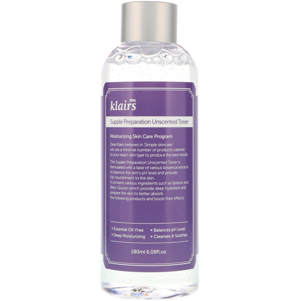 Dear, Klairs, Supple Preparation, тоник без запаха, 180 мл (6,08 жидк. унции)