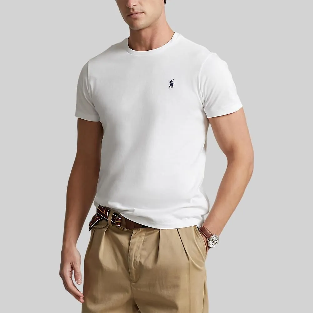 POLO RALPH LAUREN Polo Ralph Lauren TEE-Custom Slim Fit Jersey Crewneck T-Shirt MNPOTSH1N820046 100 WHITE
