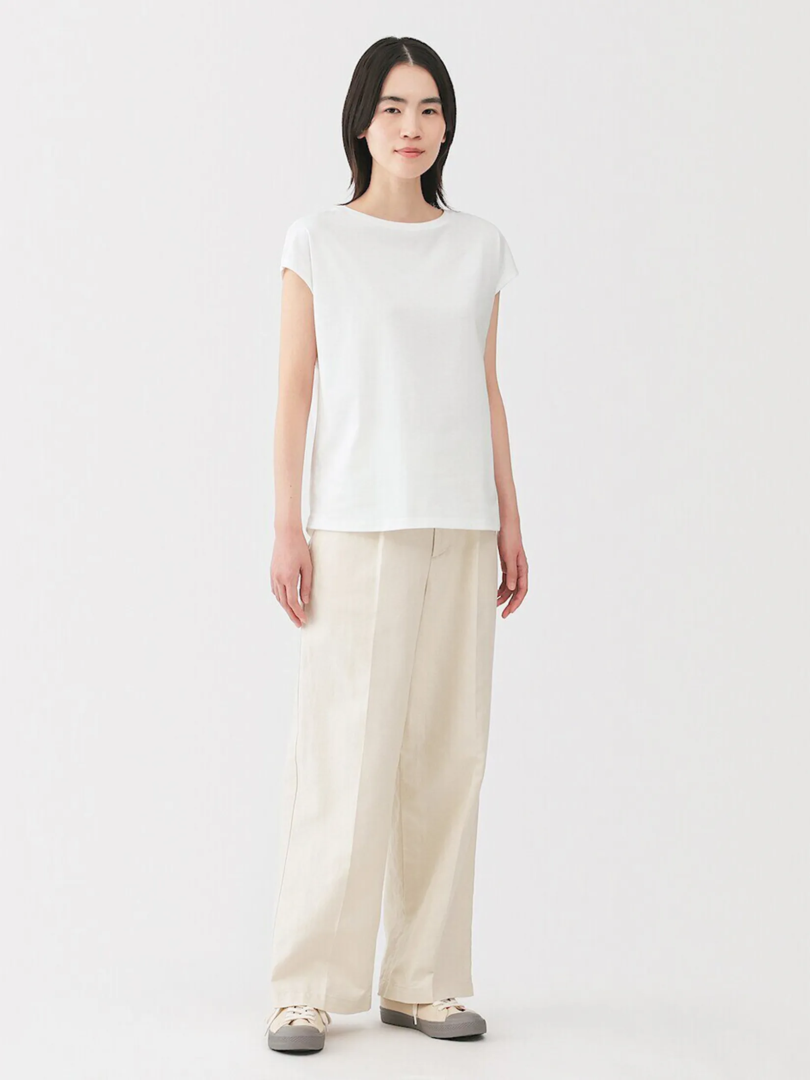 MUJI Women T-Shirt French Sleeve Jersey