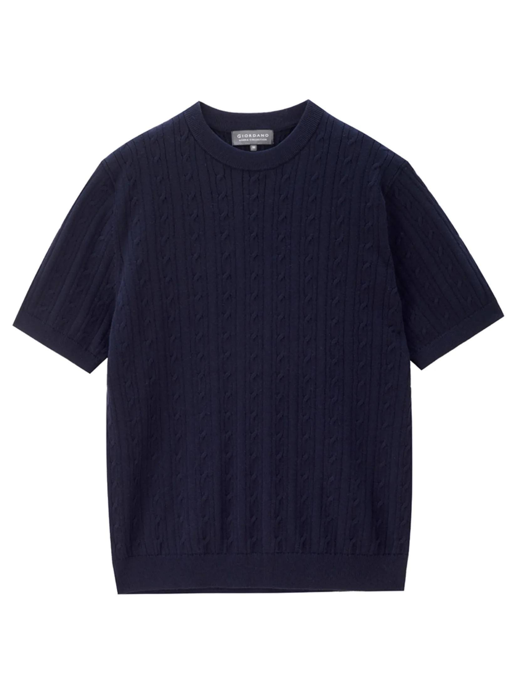 GIORDANO Men s  Online Exclusive Signature Knit Cable Sweater (Korea) Dark Blue