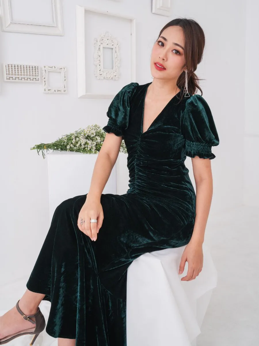 ROSE THE LABEL Jasmin velvet dress Green