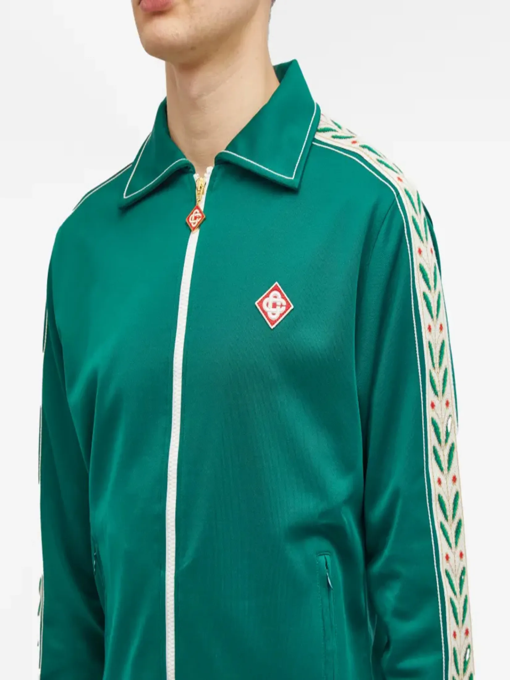 CASABLANCA MENS LAUREL TRACK JACKET TRICOT IN GREEN