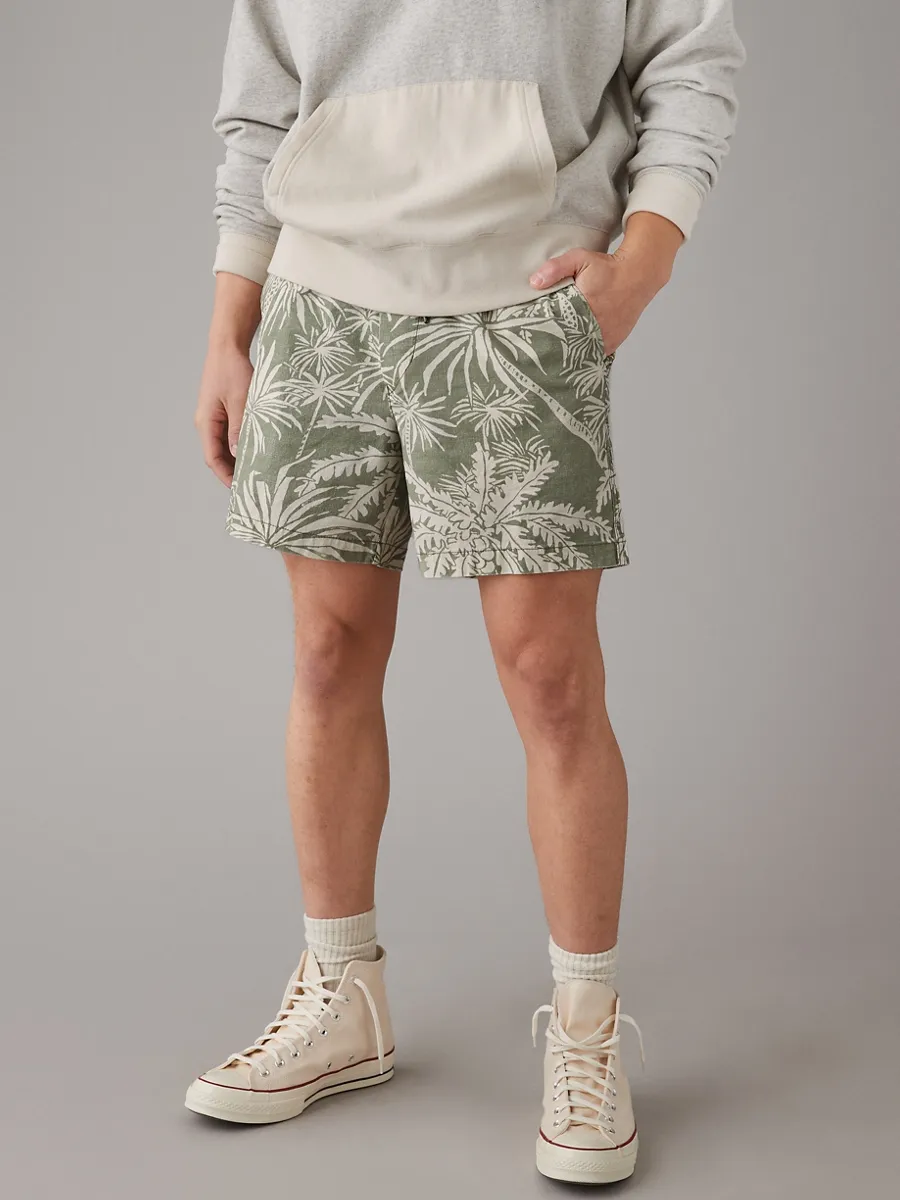 AMERICAN EAGLE MEN 7740 7 IN COTTON LINEN TREKKER 858 FRESH GREEN