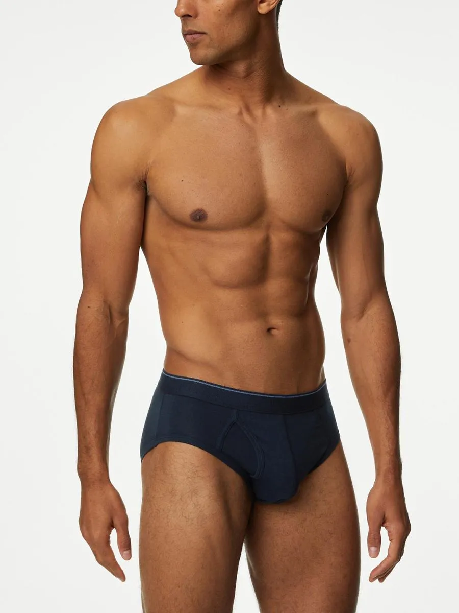 MARKS & SPENCER Men Briefs Pack Cotton Stretch Cool & Fresh 5 pcs Denim Mix