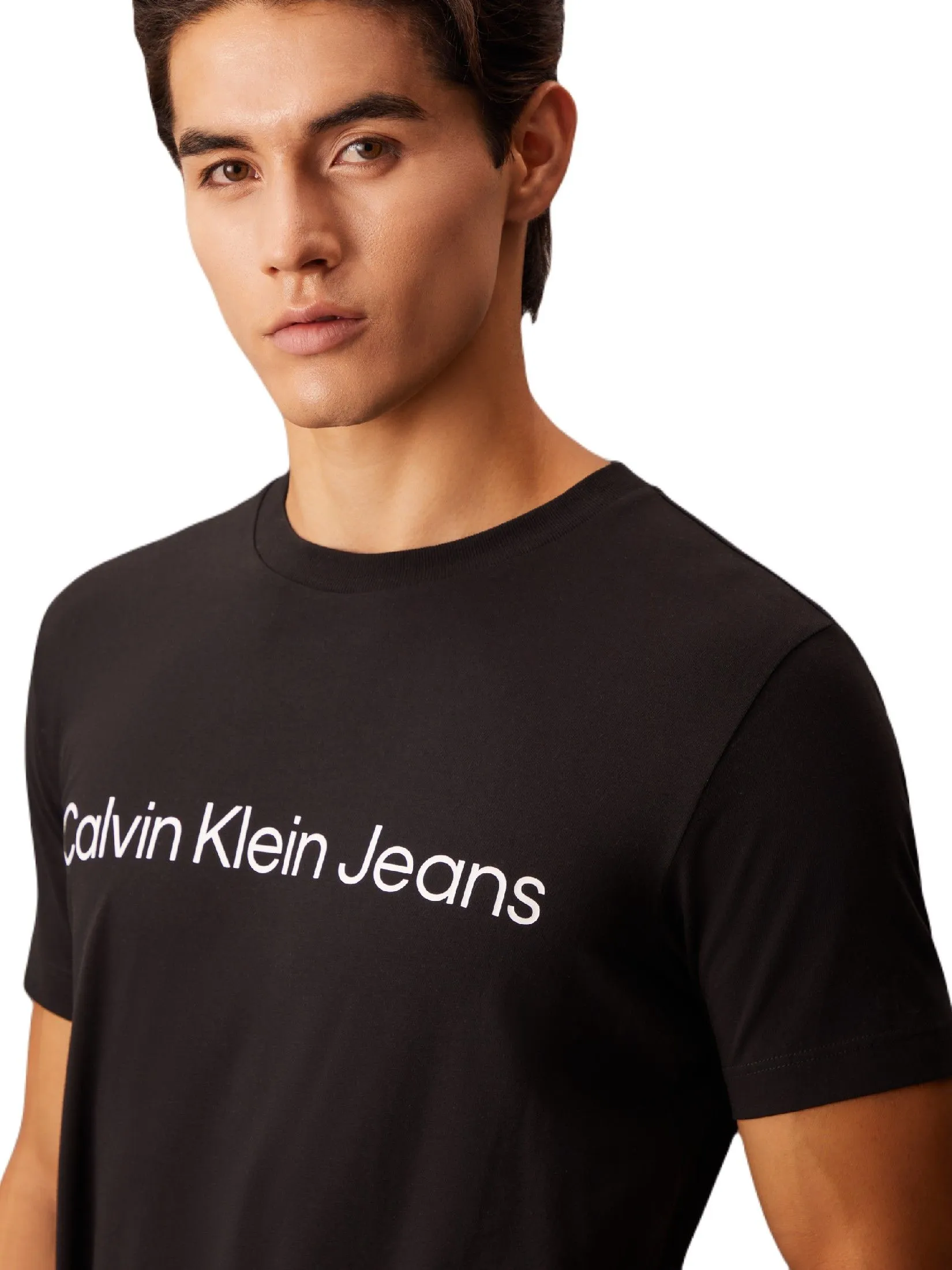CALVIN KLEIN Men's Institutional Logo Slim Short Sleeve Tee Black